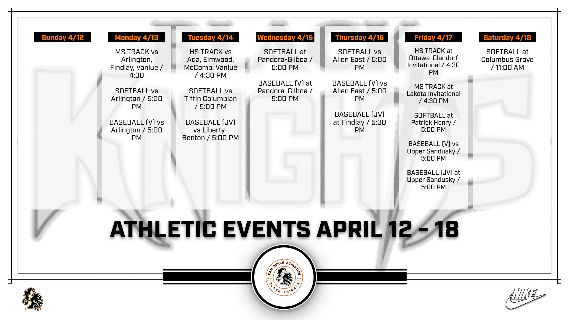 Slide 1 - Van Buren Athletic Events 3/12 - 3/18