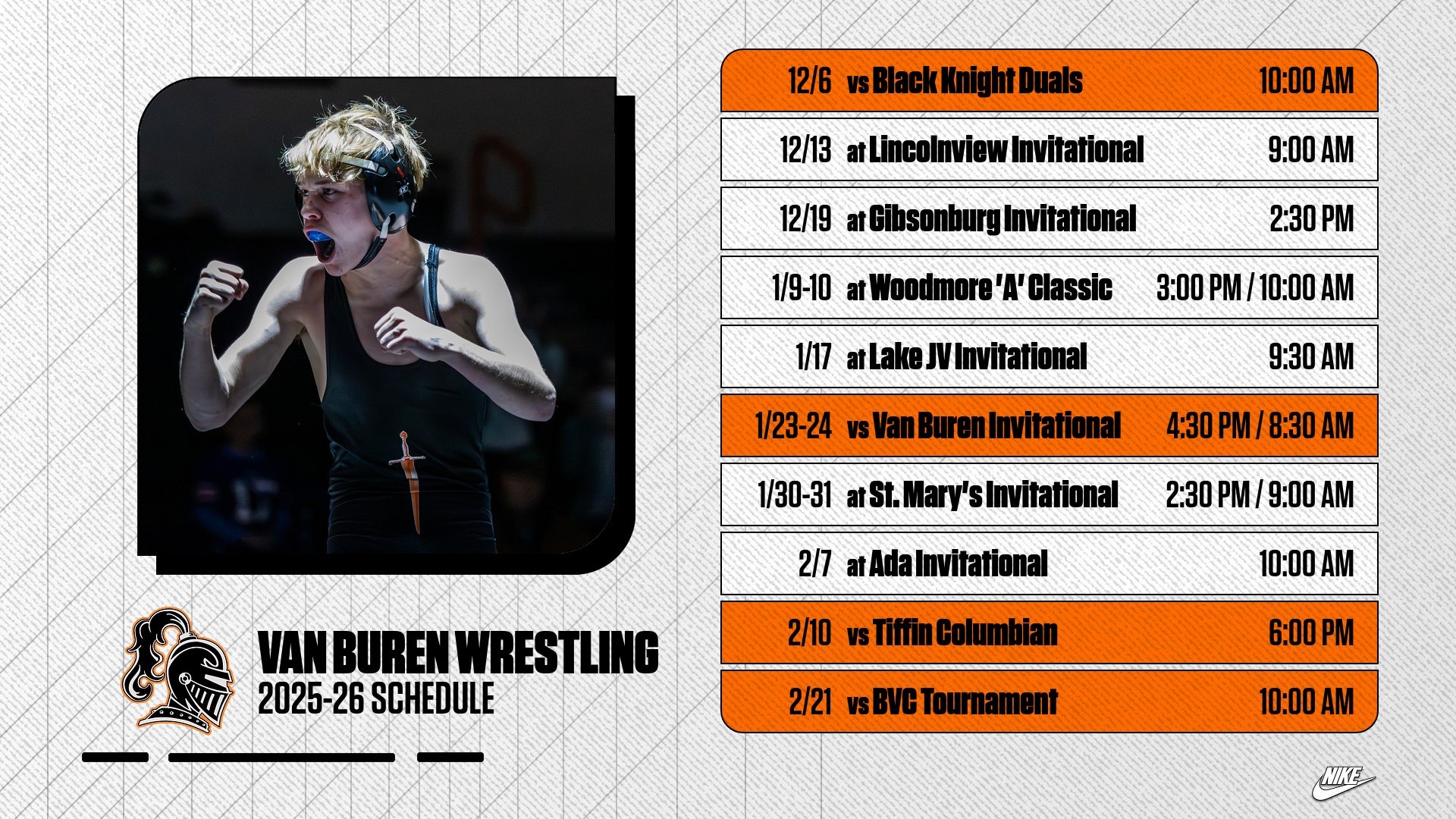 Slide 2 - 2025 Van Buren Wrestling Schedule