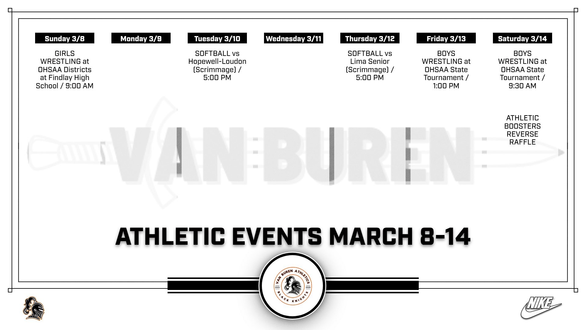 Slide 3 - Athletic Events 3/8 - 3/14
