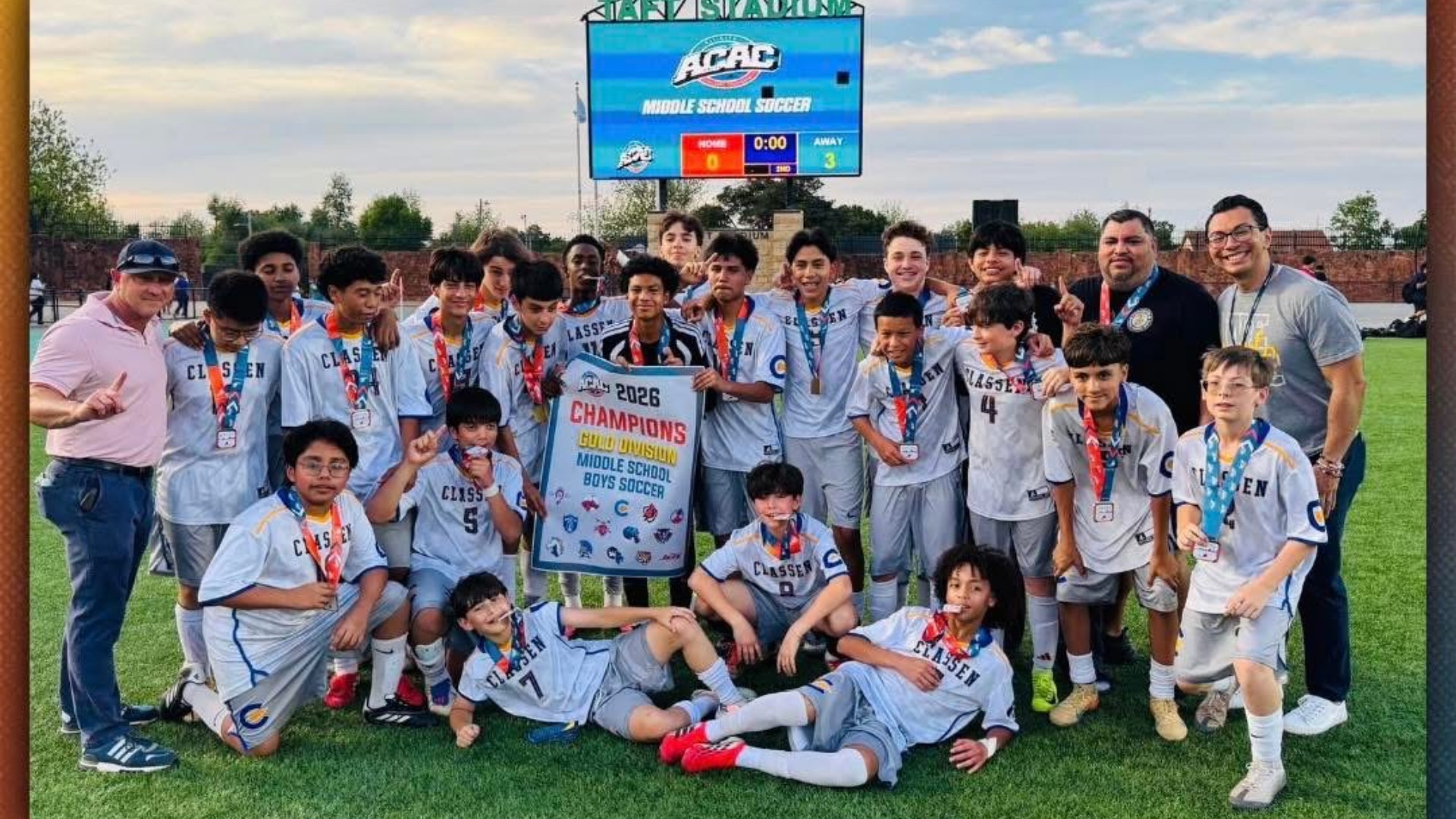 Slide 0 - Comets Claim ACAC Middle School Soccer - Gold Division Championship Banner