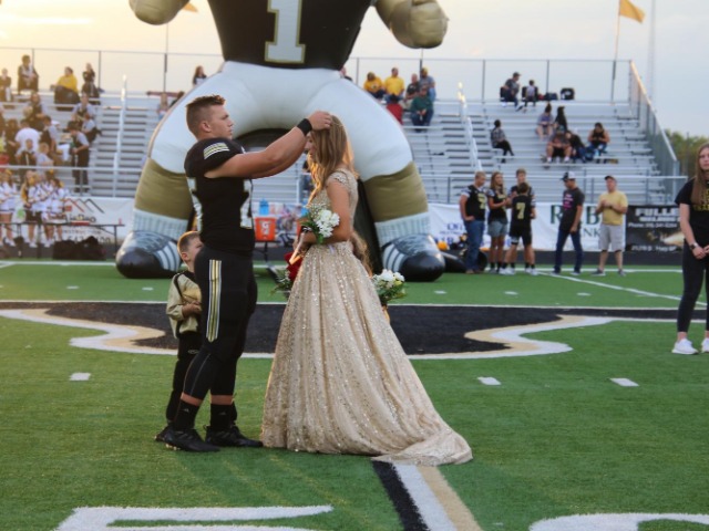 Football Homecoming: King, Jed Barrett and Queen, Avery Cosper.