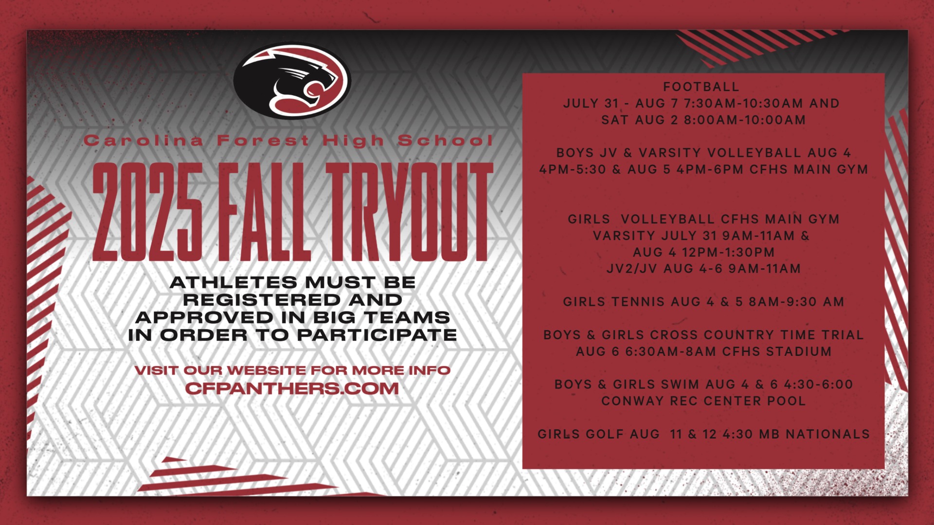 Slide 0 - Fall Sports Tryout Info