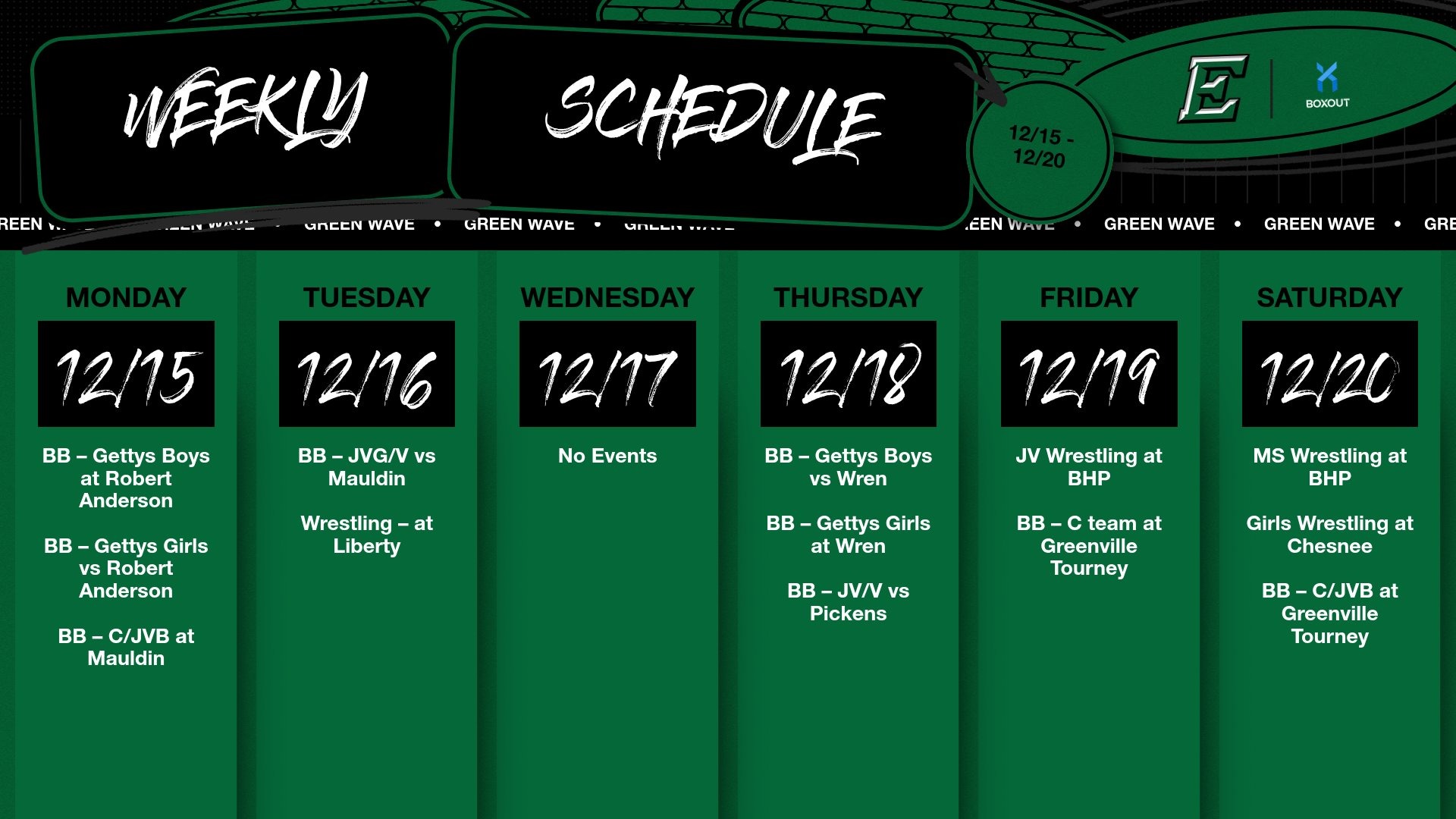 Slide 0 - Green Wave week ahead 12/15 - 12/20