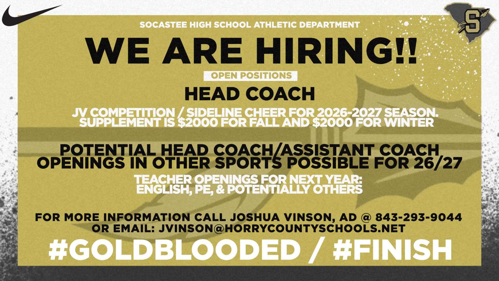 Slide 0 - Looking to Hire a Great JV Cheerleading Coach!