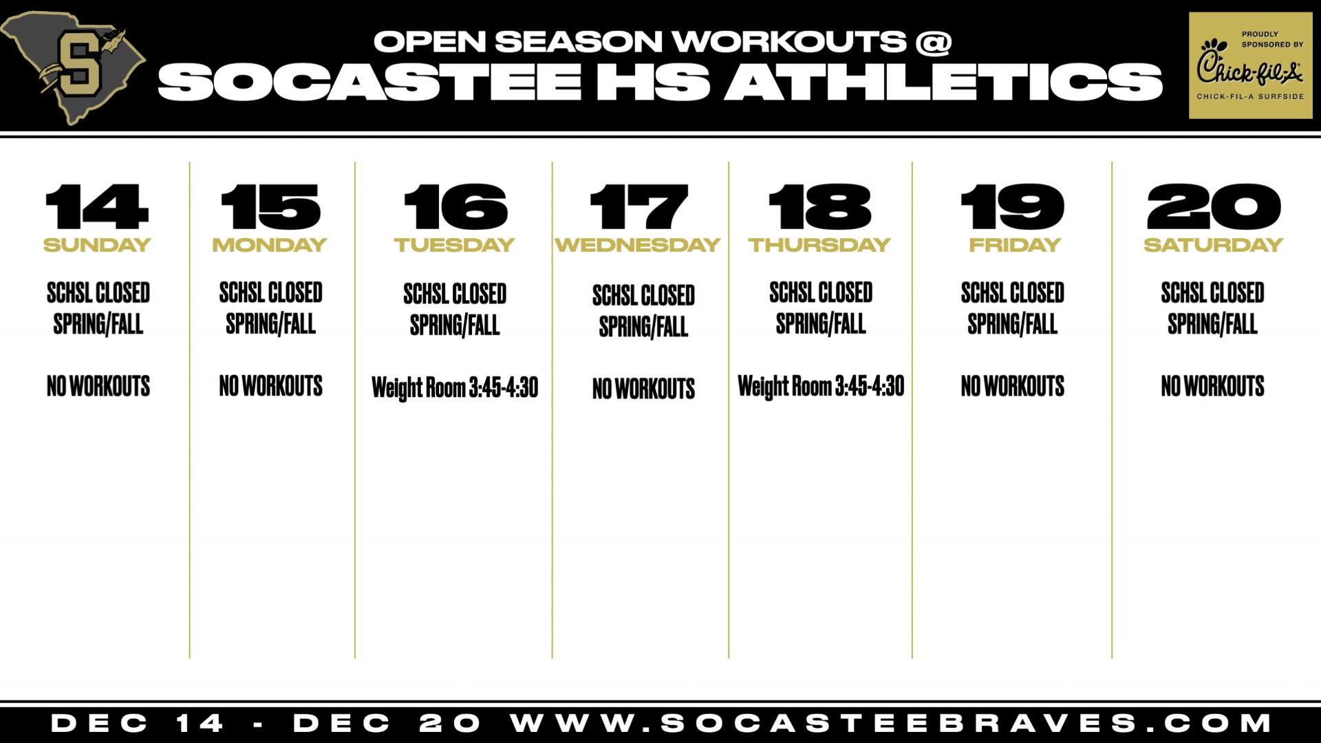 Slide 7 - Click for In Season Workout Updates
