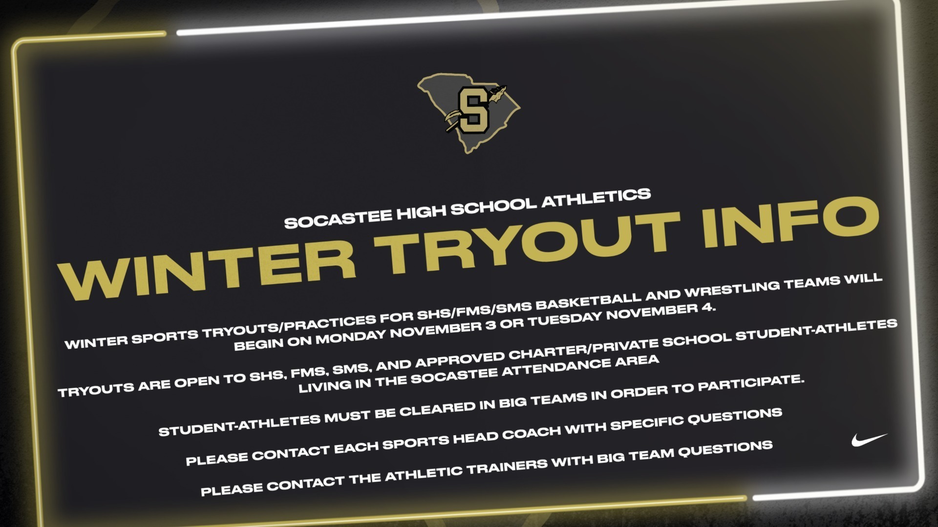Slide 1 - Winter 2025-2026 Tryouts Begin 11/3/25