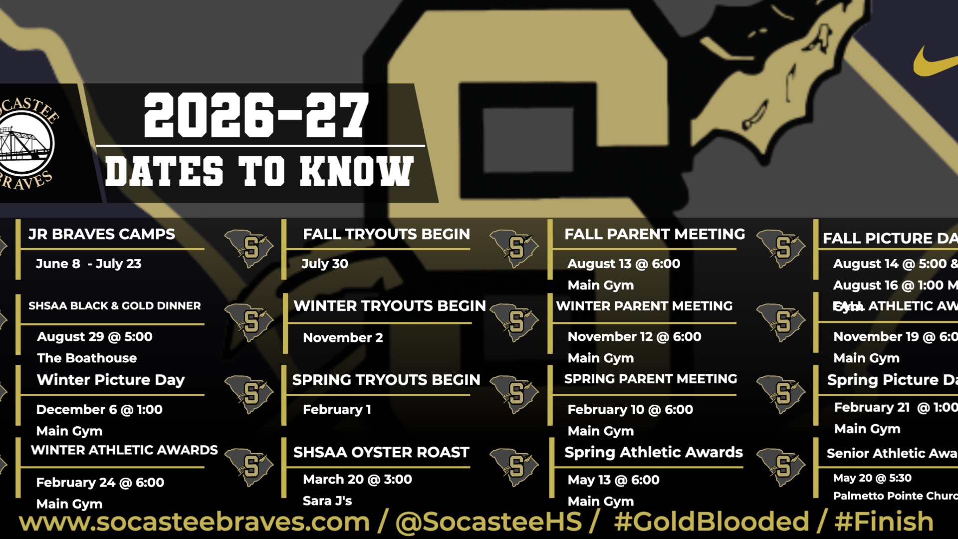 Slide 1 - 2026-2027 Athletic Department Important Dates 