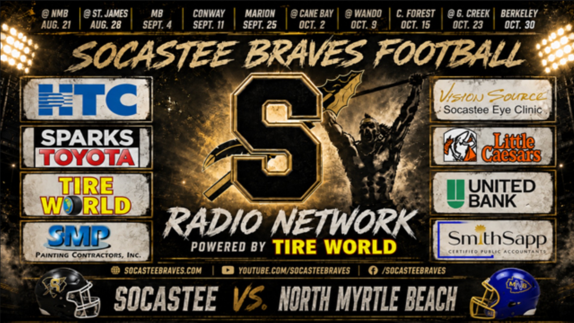 Slide 0 - Listen to the Socastee Braves Football Radio Network @ NMB 8/21/26