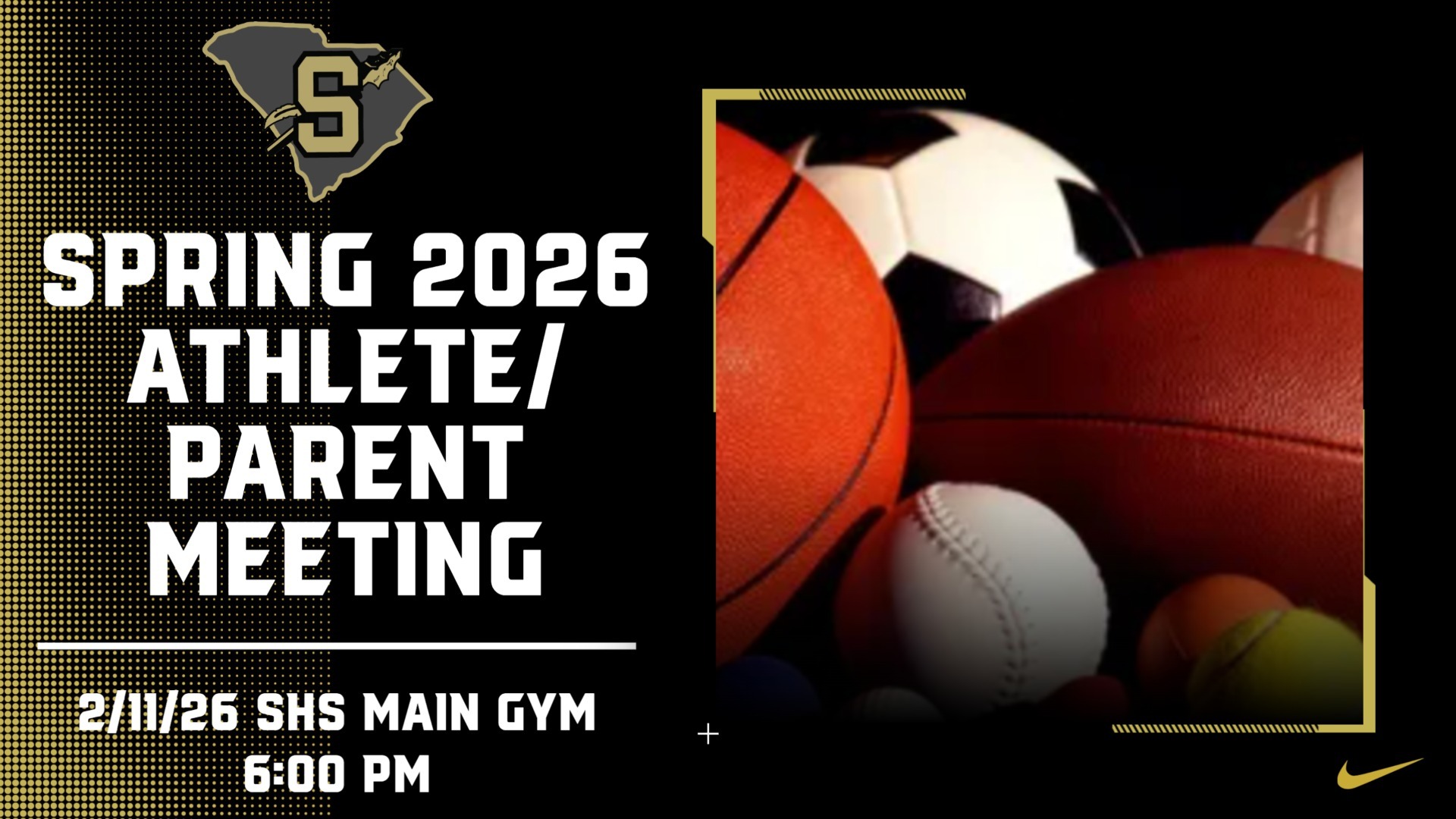 Slide 0 - Spring 2026 Student-Athlete and Parent Meeting 6:00 2/11