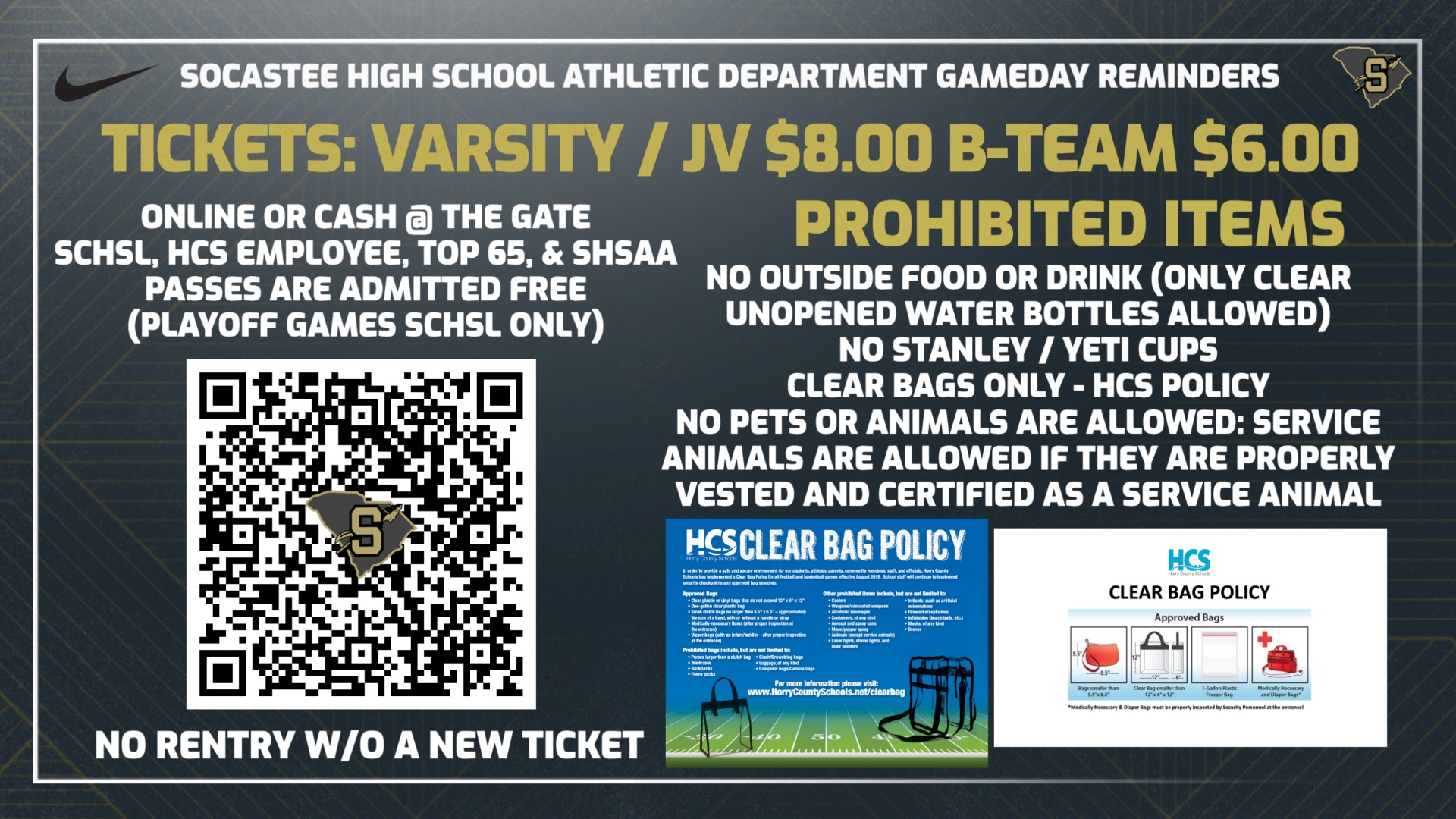 Slide 2 - Socastee Athletic Department Gameday Reminders