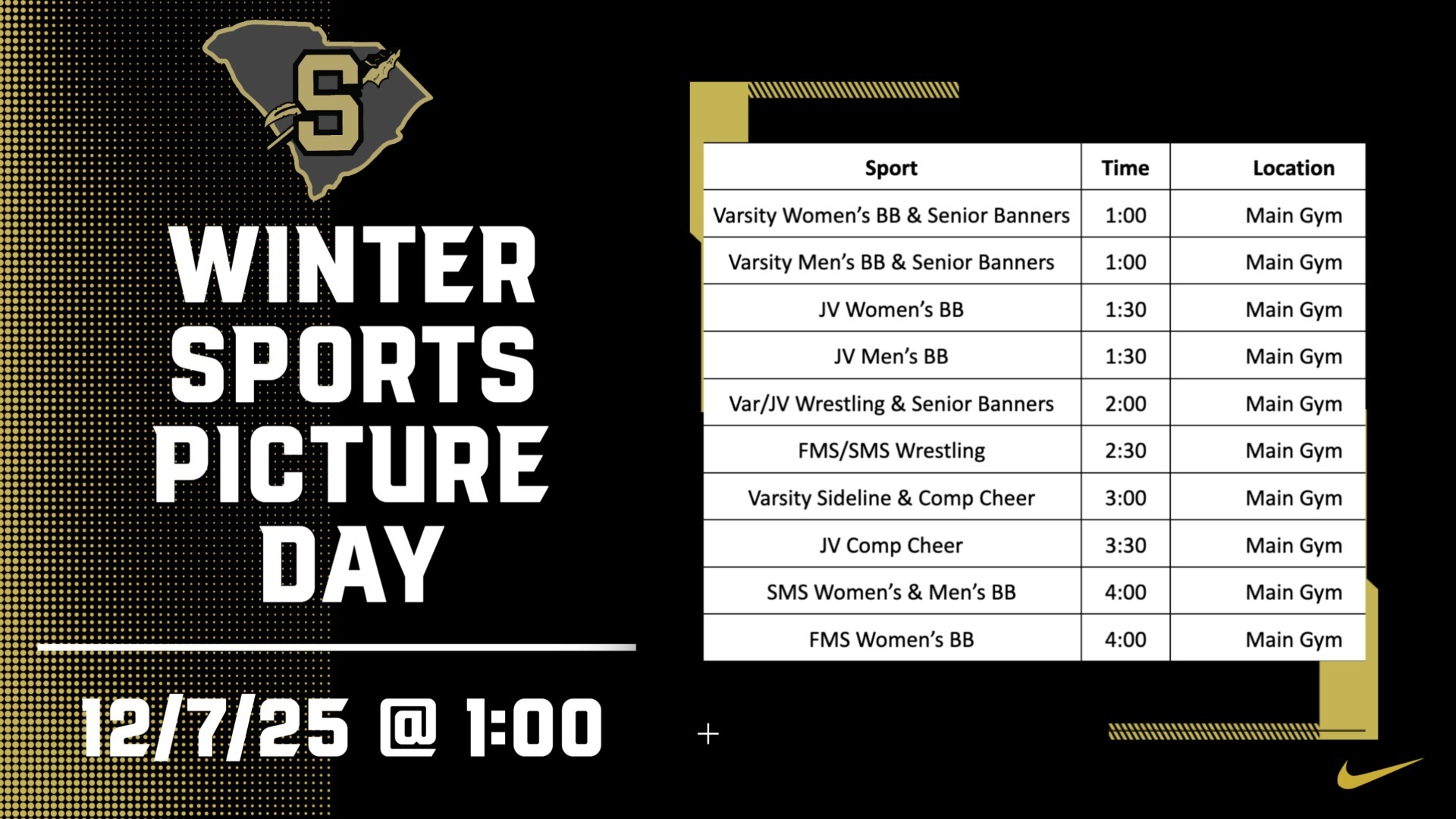 Slide 0 - Winter Picture Day Sunday December 7