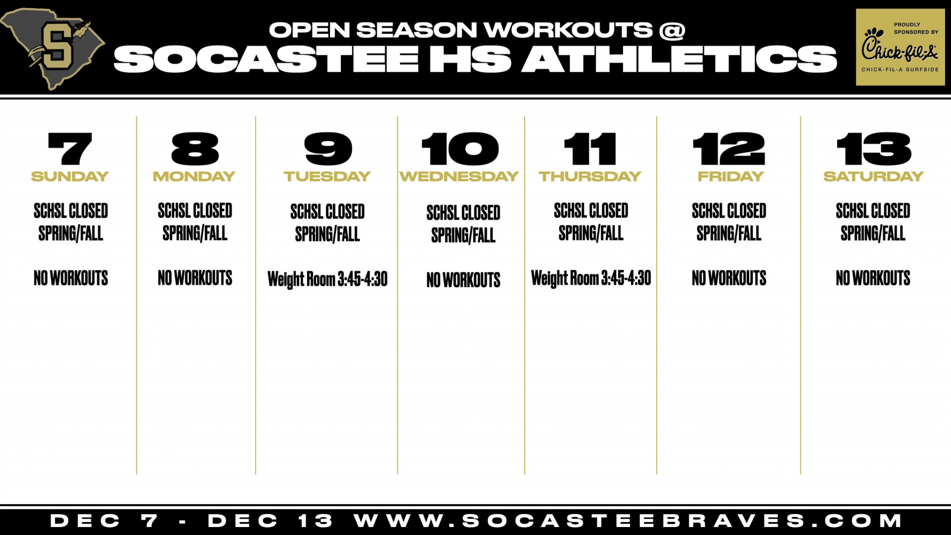 Slide 7 - Click for In Season Workout Updates