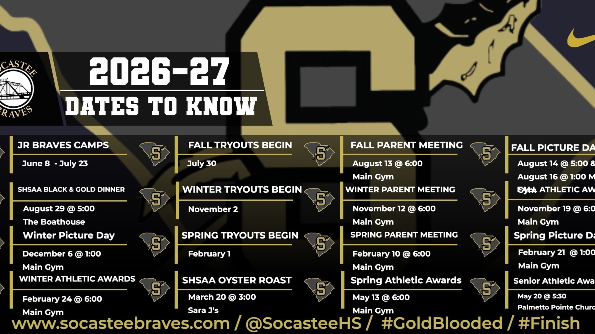 Slide 4 - 2026-2027 Athletic Department Important Dates 