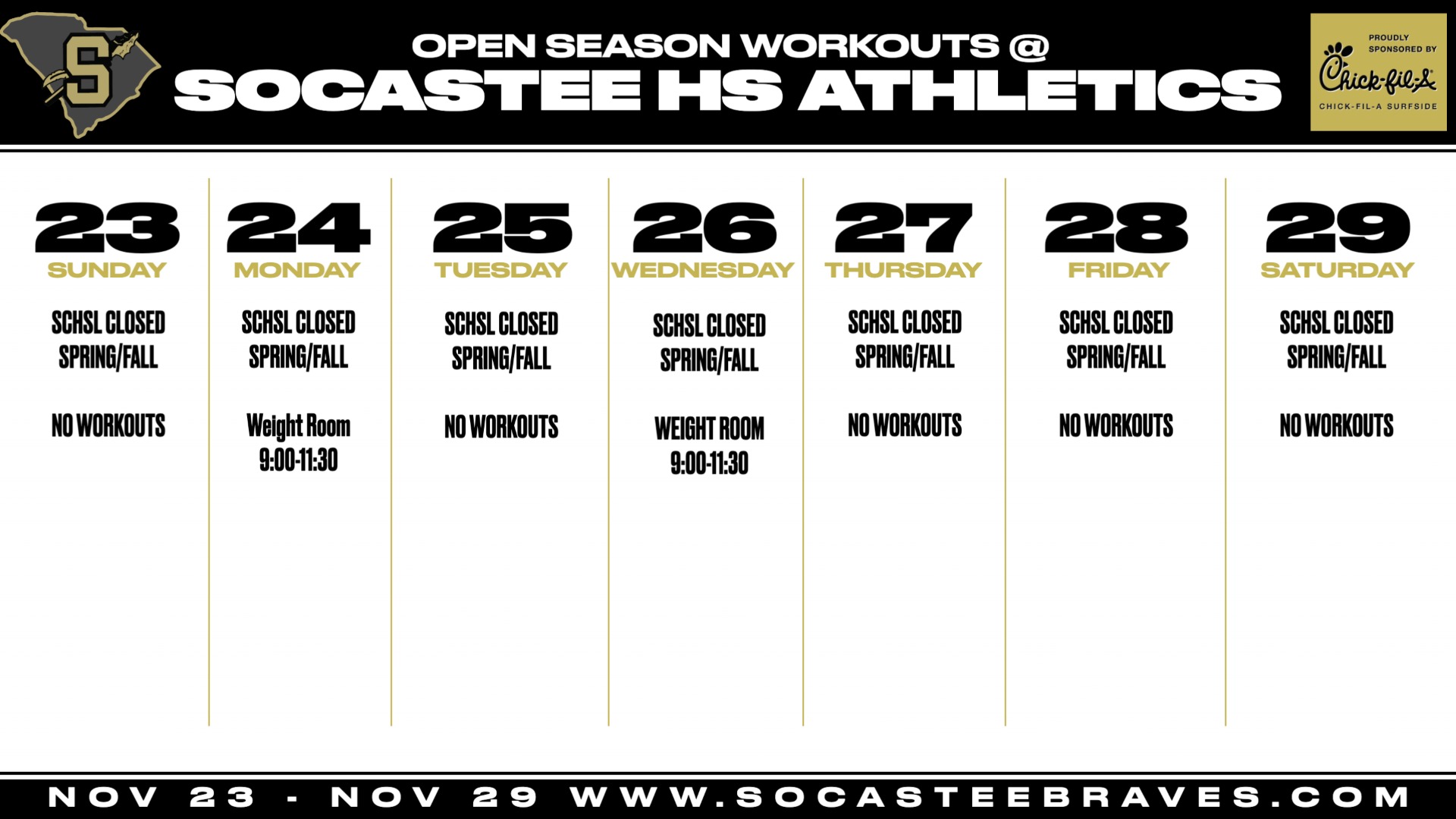 Slide 6 - Click for In Season Workout Updates