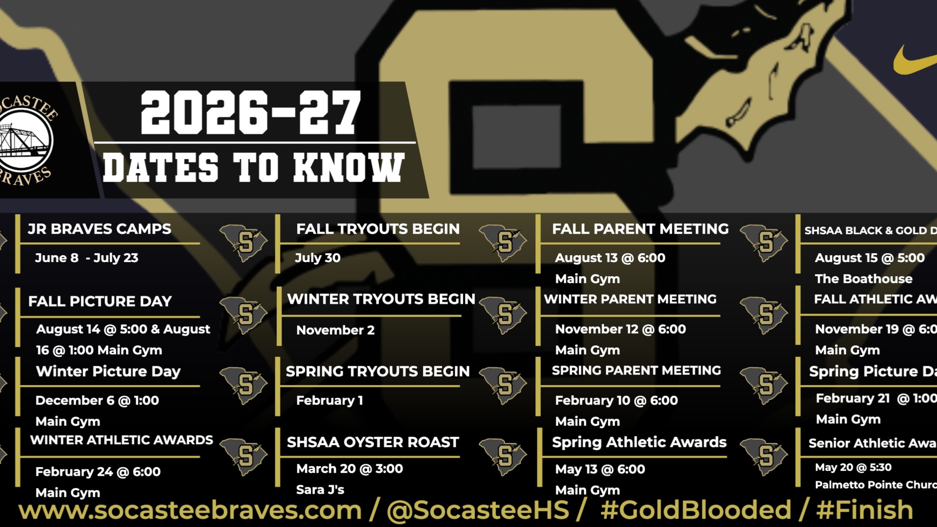 Slide 0 - 2026-2027 Athletic Department Important Dates 