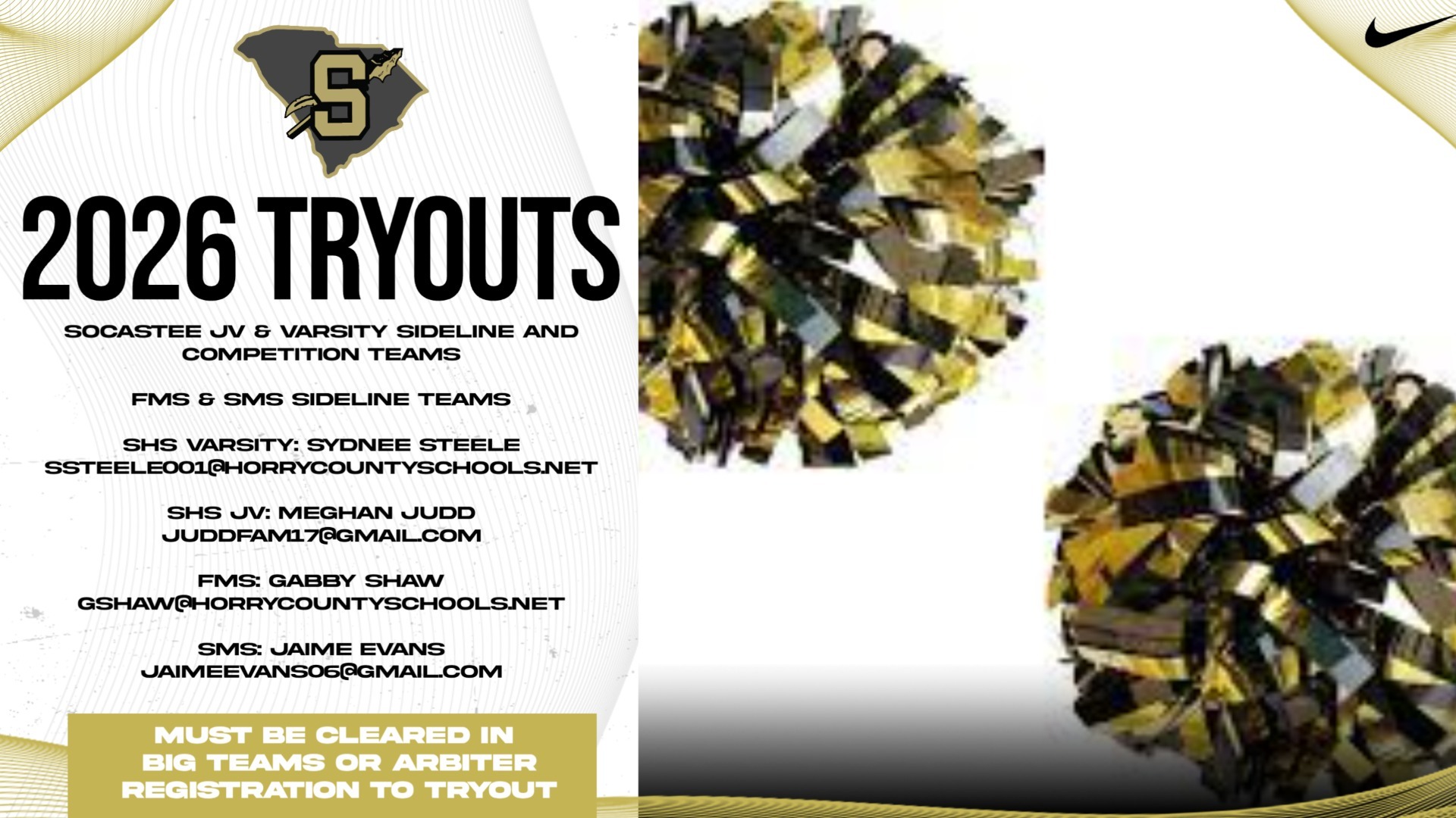 Slide 0 - Socastee Cluster Cheerleading Tryouts May 11-15