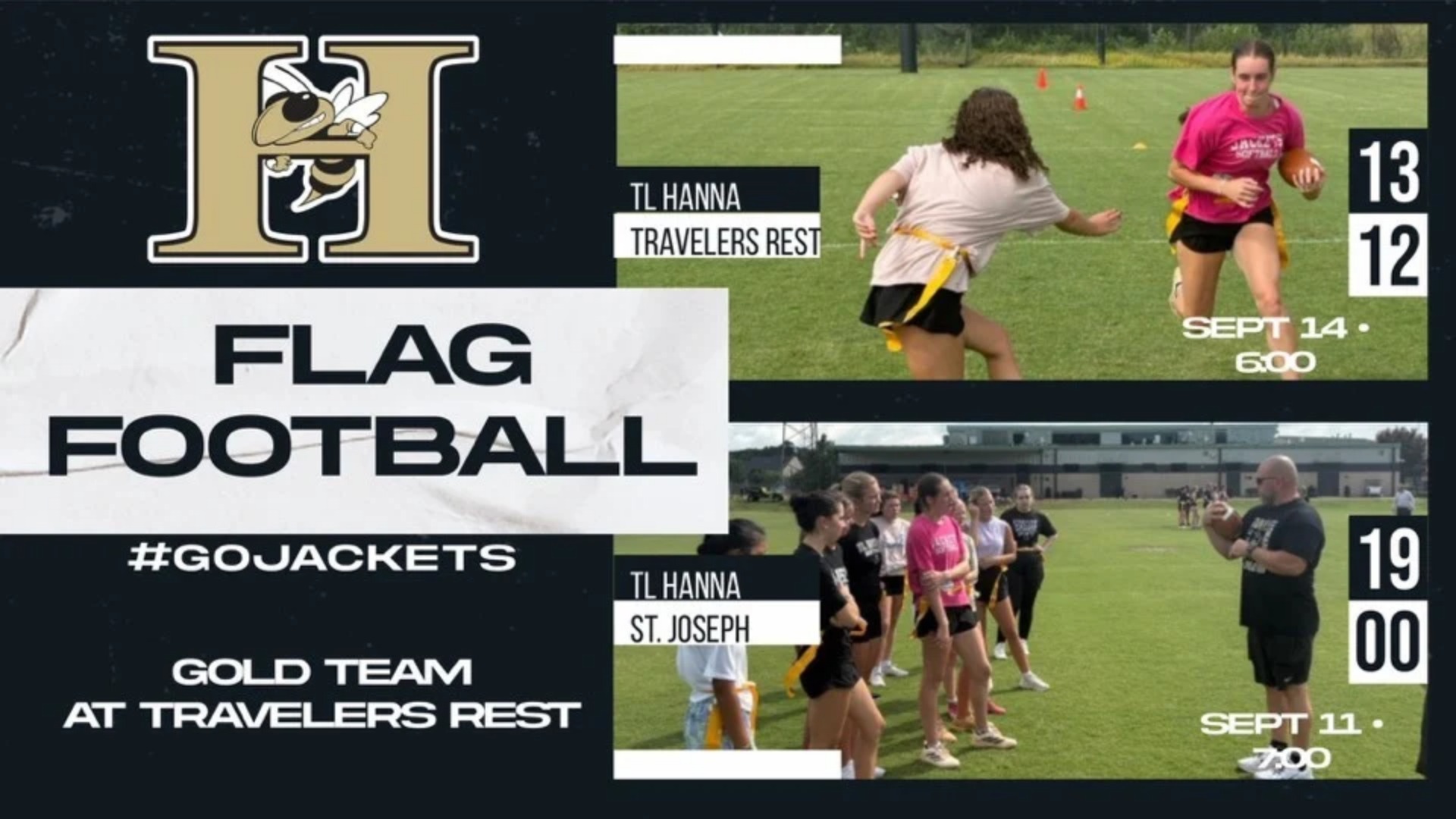 Slide 1 - Black and Gold Flag Football Teams Open with Wins in 3 of 4 Games