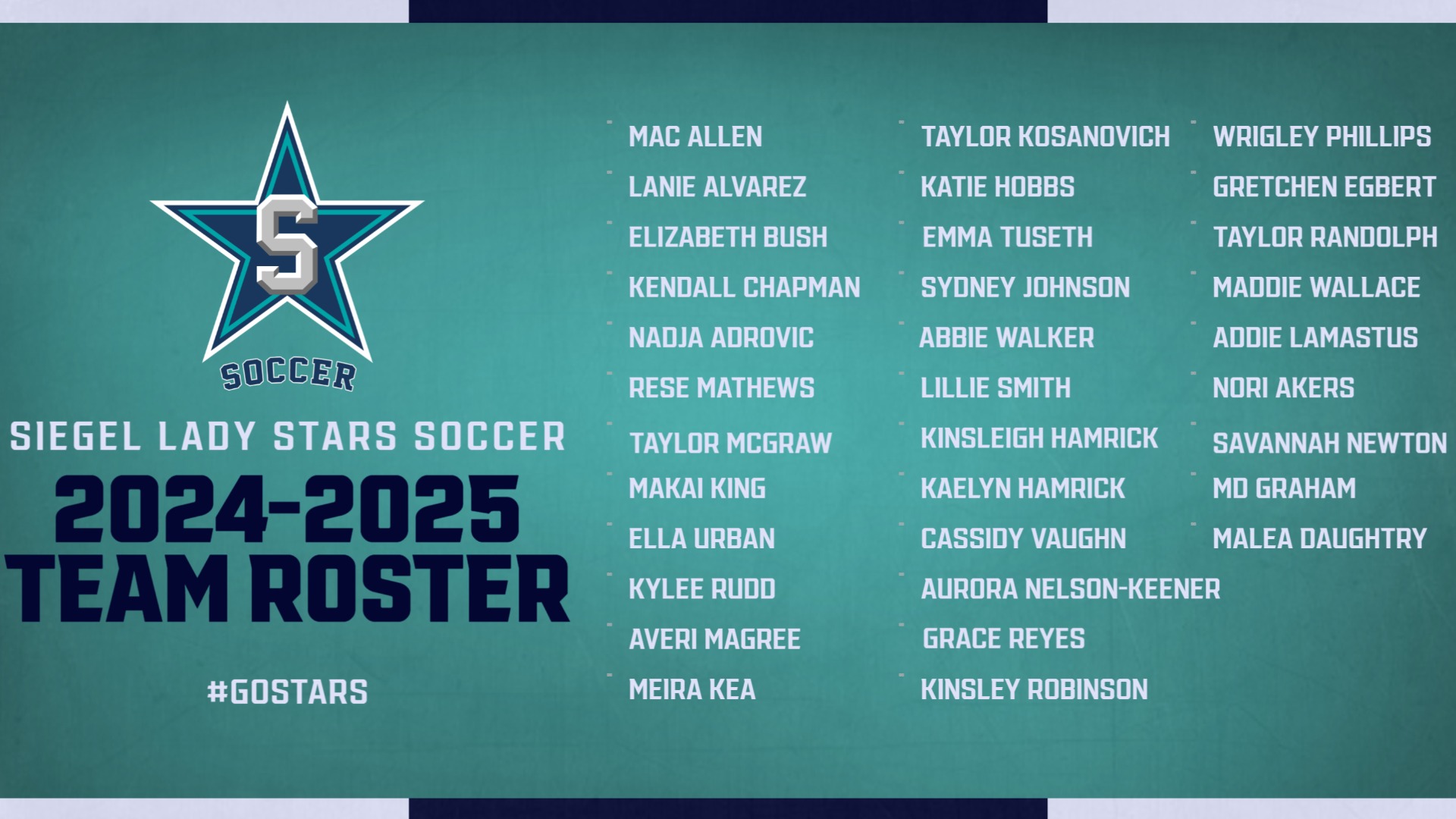 Slide 0 - 2024-2025 Siegel Girl's Soccer Team Announced