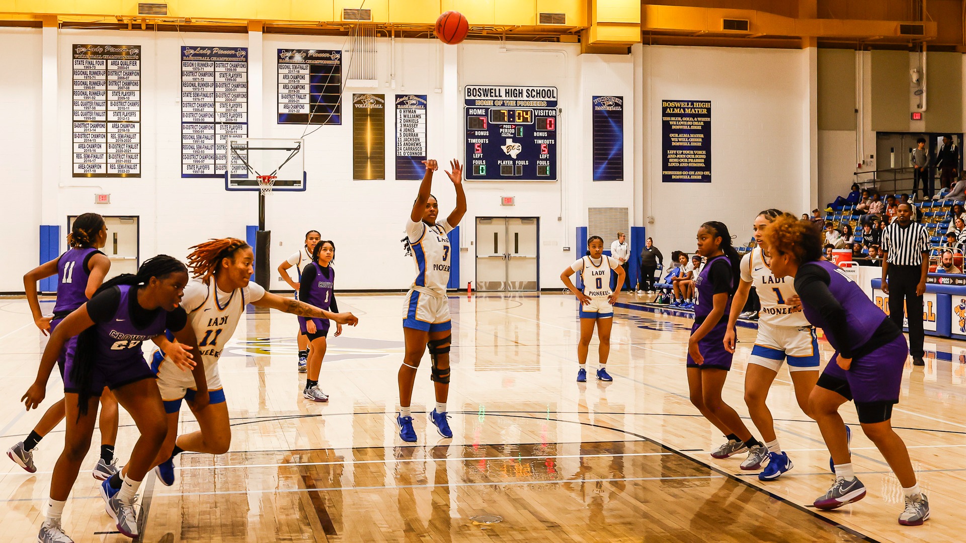 Slide 5 - LADY PIONEERS DOMINATE GAME AGAINST CROWLEY