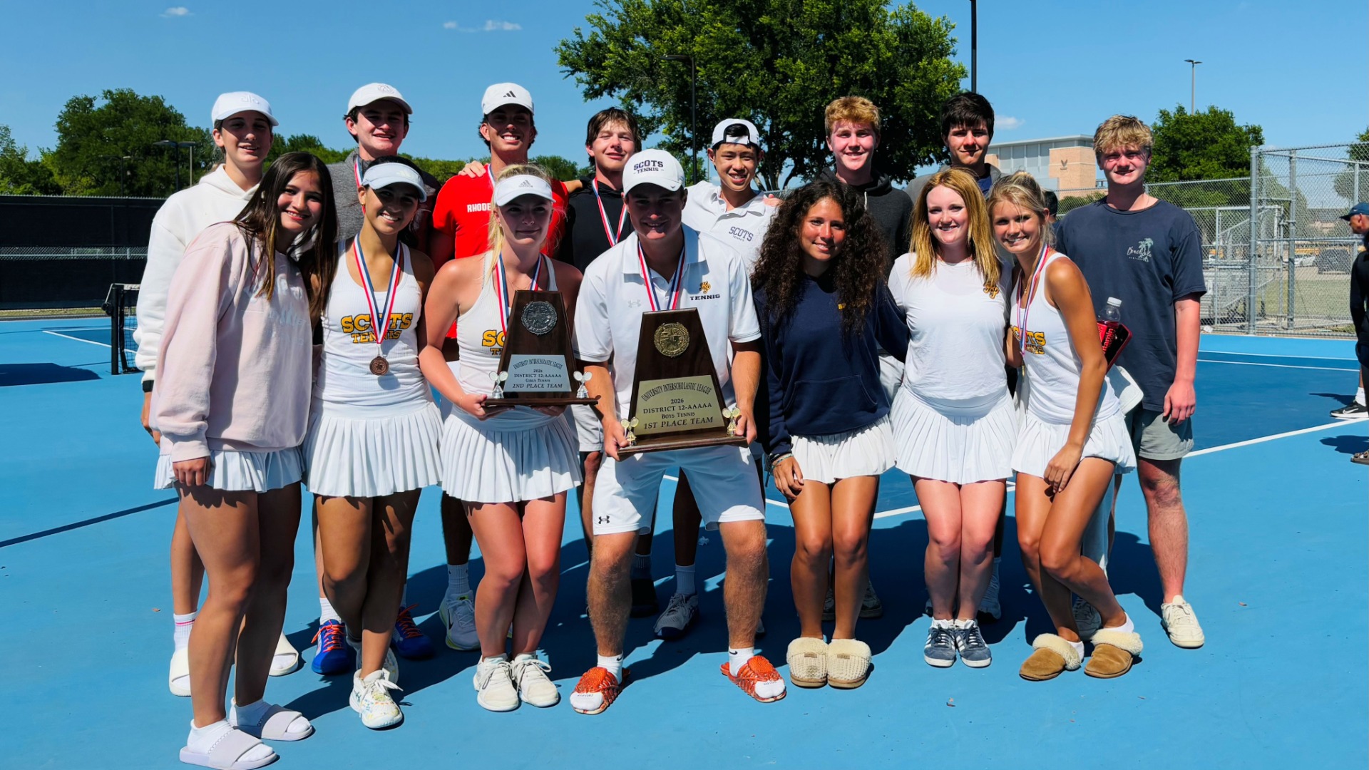 Slide 1 - Scots Varsity Spring Tennis Team is the District 12-5A Champion and the Lady Scots Place 2nd - Congratulations!