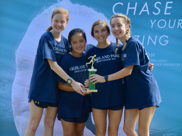 2019 Greenhill Relays - Juniors Hannah Thayer and Hollis Vaughan, Sophomore Scarlett Randall, and Senior Breanne Spence