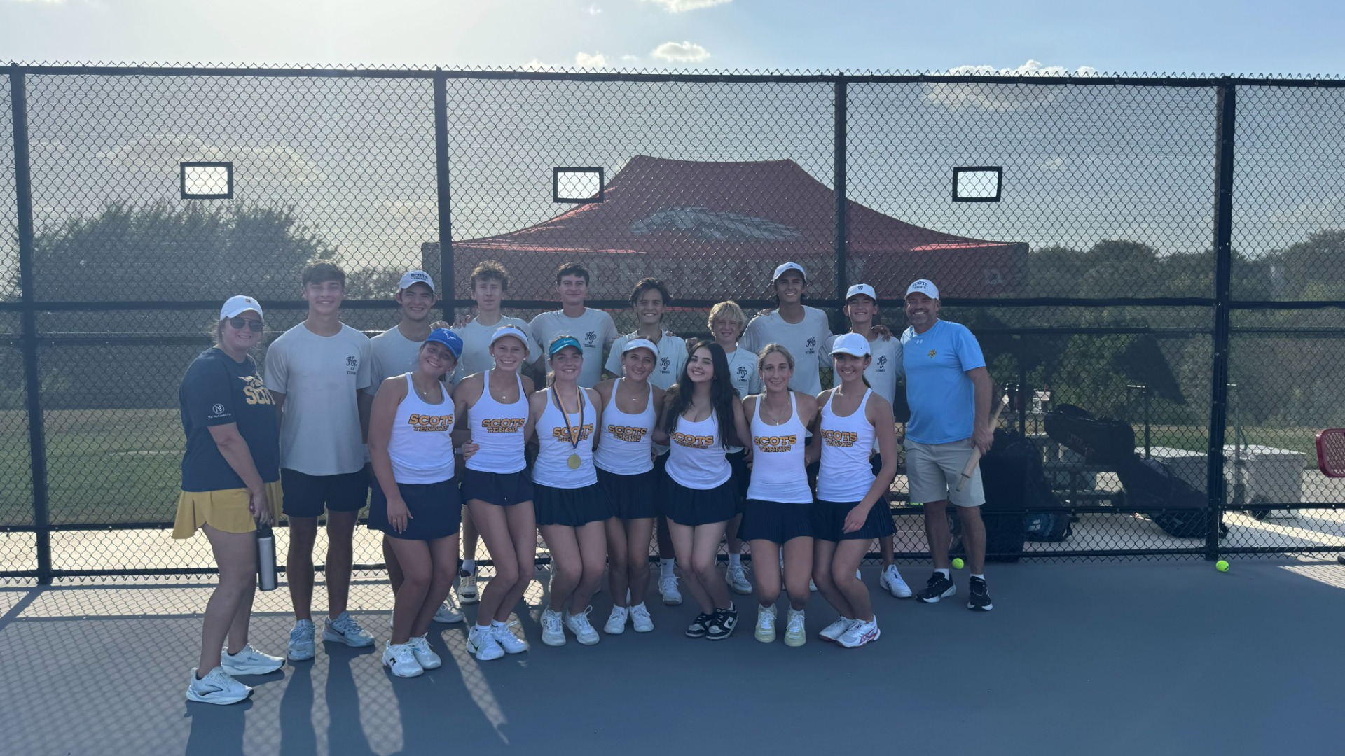 Slide 0 - Scots Varsity Team Tennis Defeats Creekview To Remain Undefeated in District 12-5A