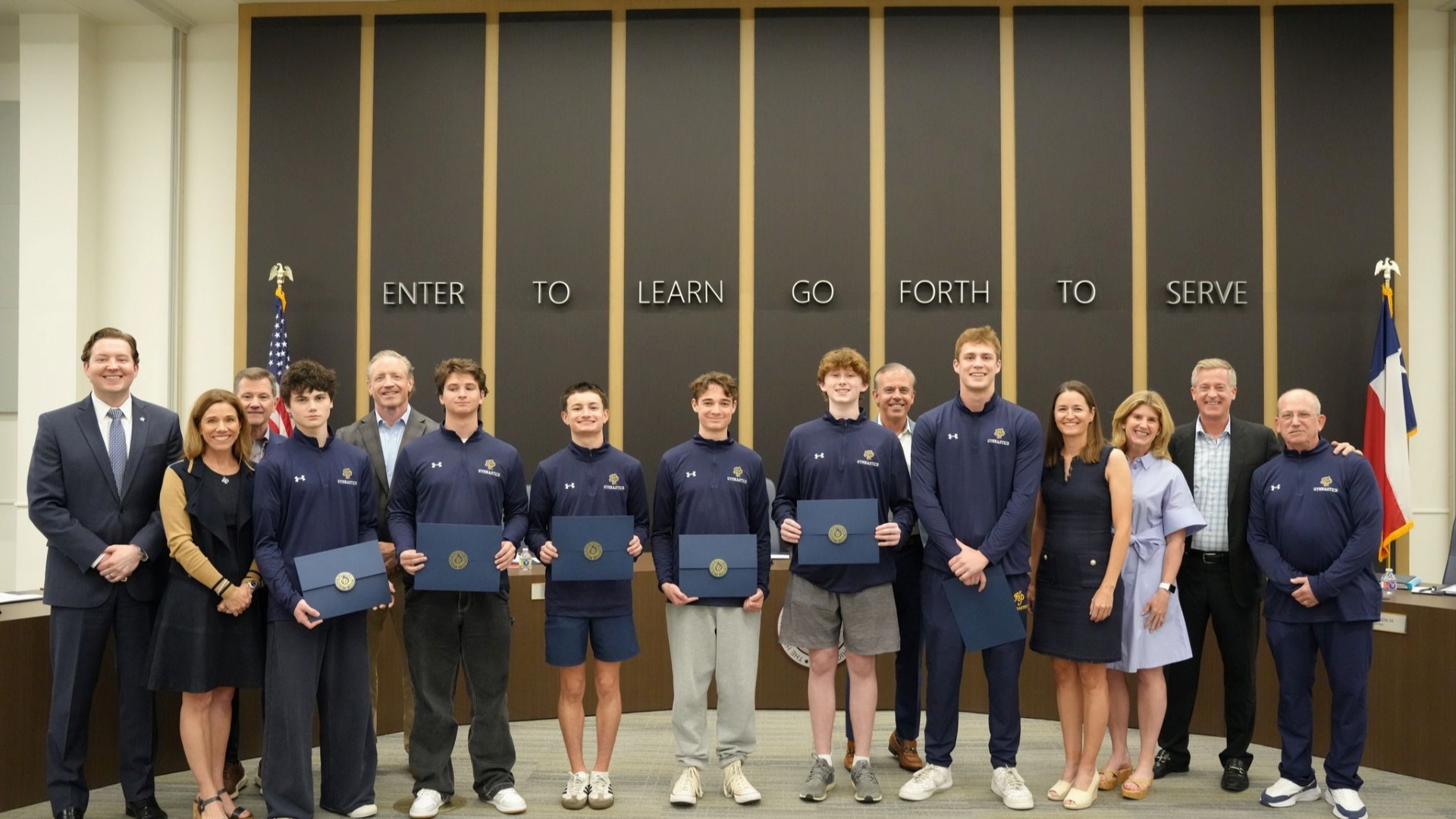 Slide 3 - Scots Gymnastics Team Recognized by the HPISD School Board for Placing 9th at the State Championships