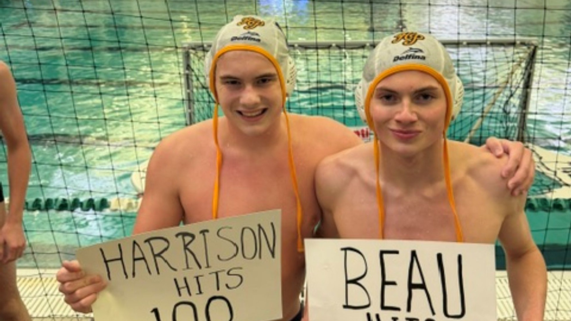 Slide 0 - Congratulations to Water Polo Junior Captain Harrison Howarth and Sophomore Beau Kohl who have scored 100 Career Goals!