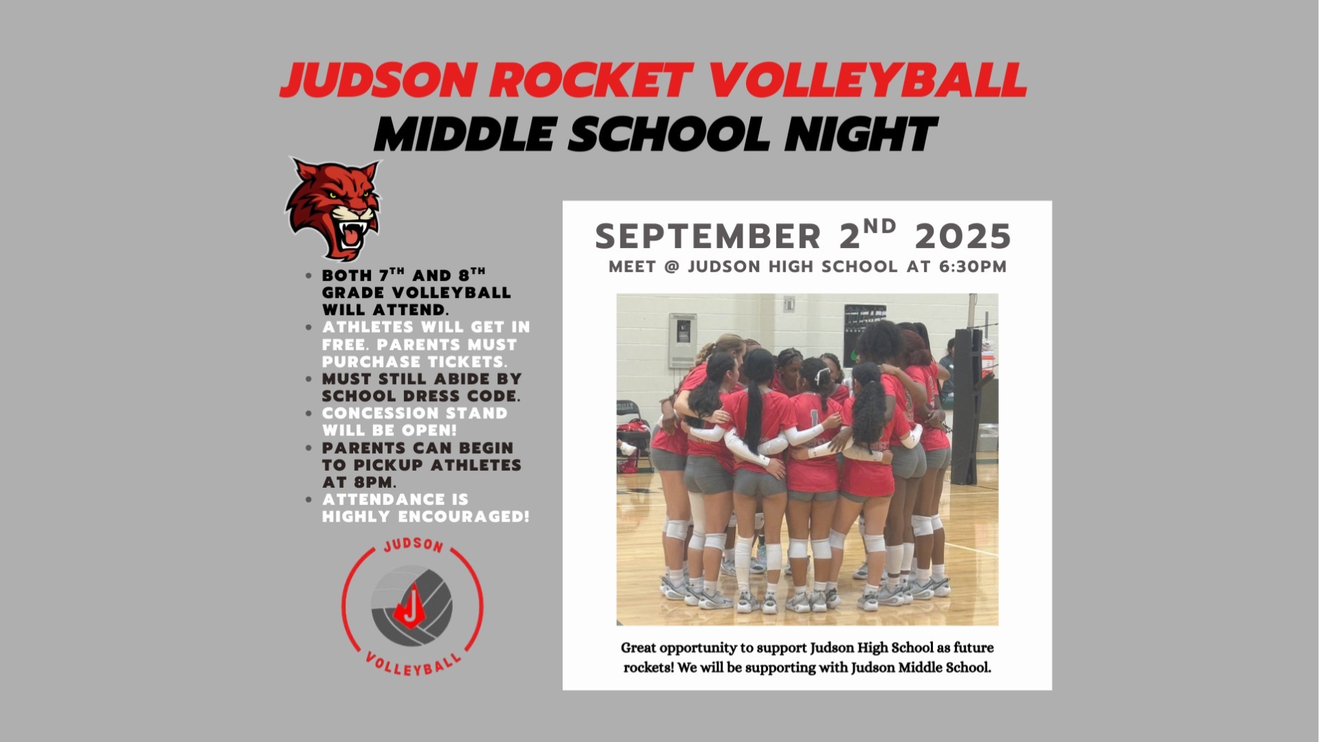 Slide 0 - ROCKET VOLLEYBALL MIDDLE SCHOOL NIGHT