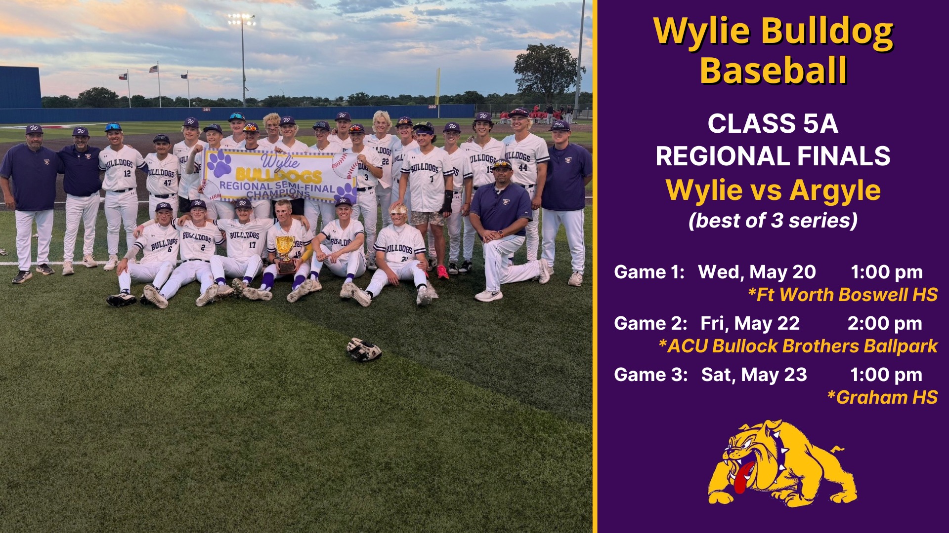 Wylie Baseball Playoff Information