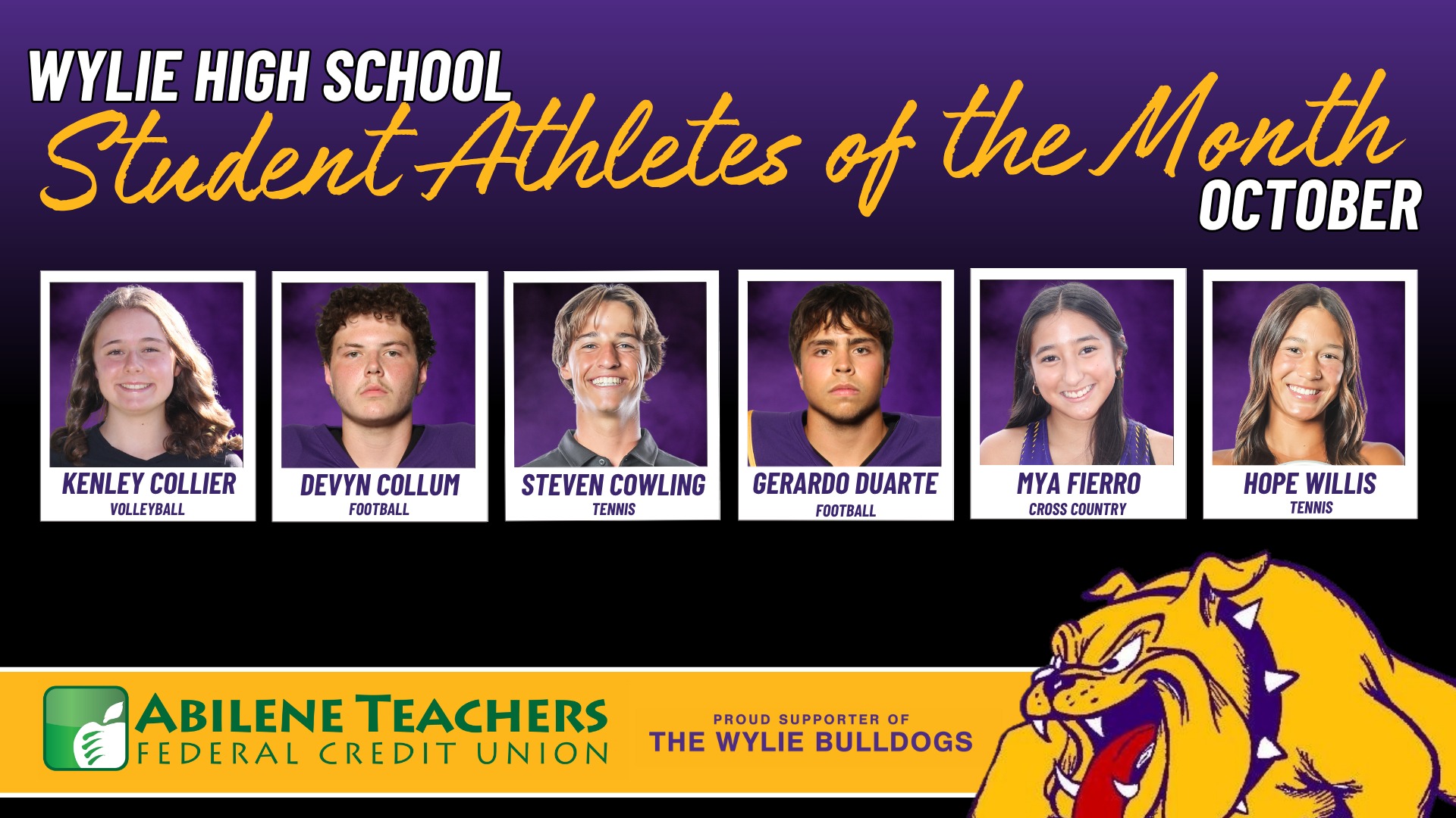 Wylie High School Student Athletes of the Month October 2025