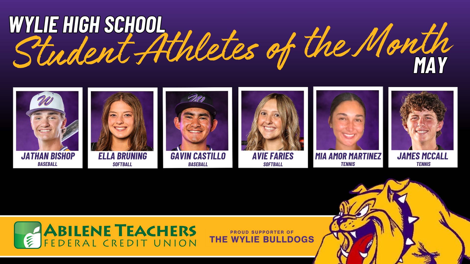 Wylie ISD Congratulates the May 2026 Student Athletes of the Month