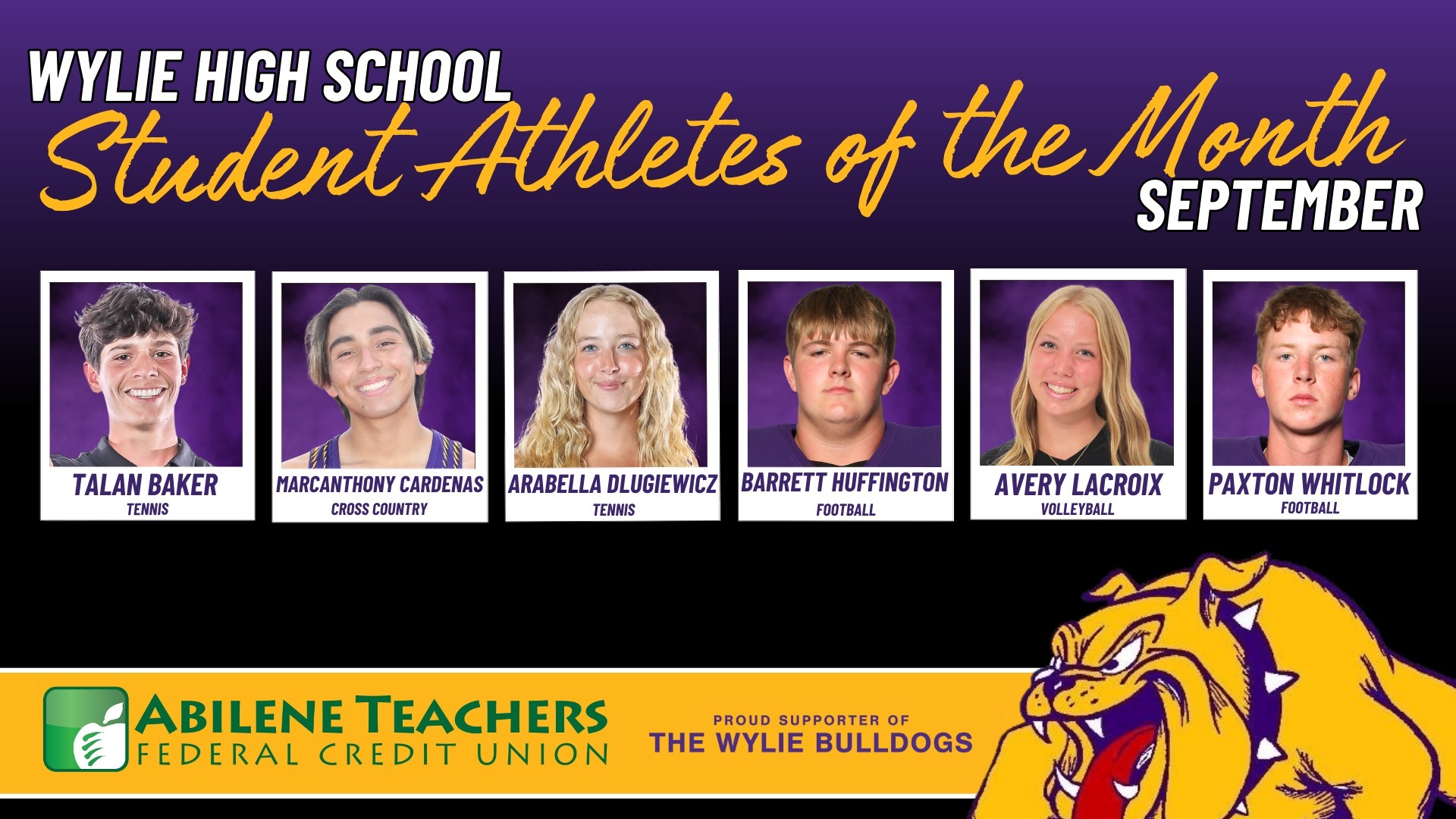 Wylie High School Student Athletes of the Month September 2025