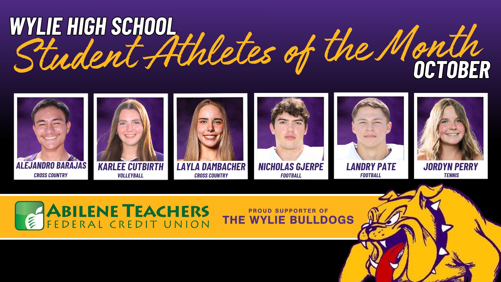 Wylie Celebrates the October 2026 Student Athletes of the Month