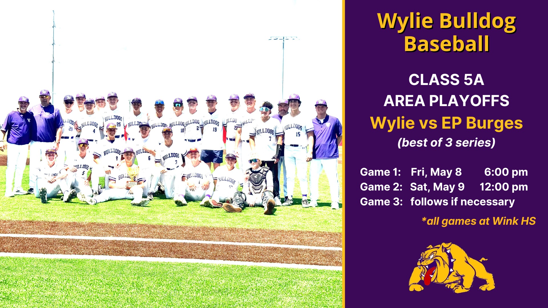 Wylie Baseball Area Playoff Information