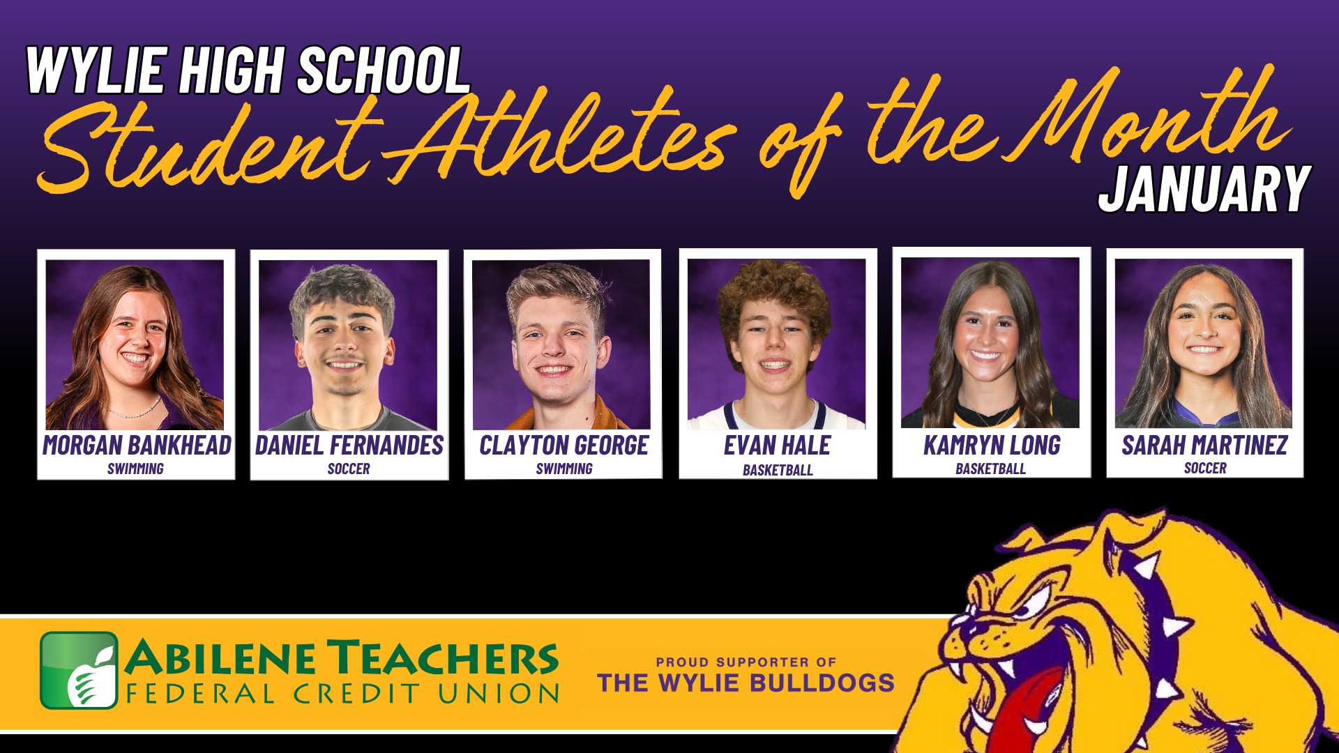 WYLIE ISD CONGRATULATES THE JANUARY 2026 STUDENT ATHLETES OF THE MONTH