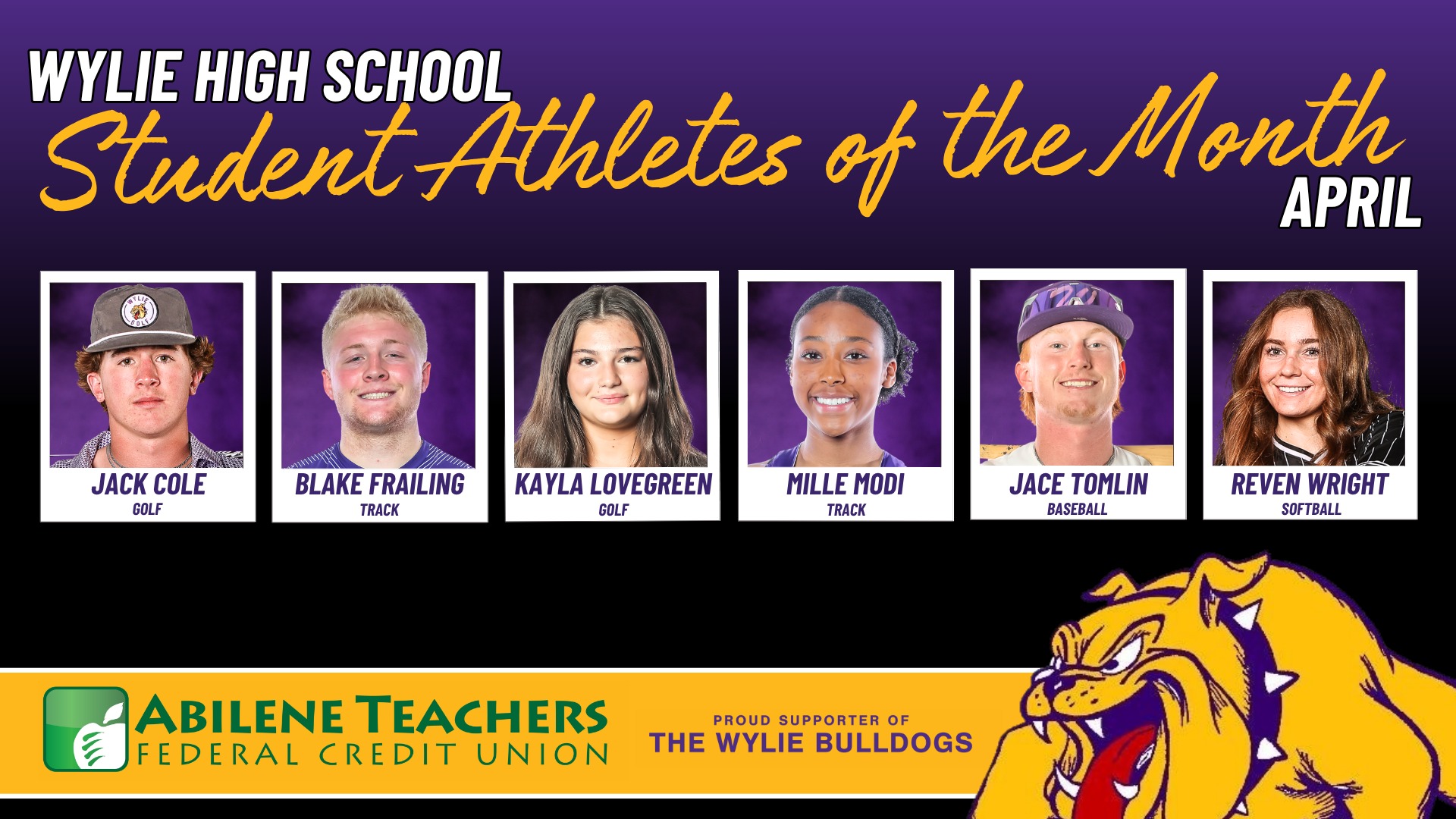 Wylie ISD Congratulates the April 2026 Student Athletes of the Month