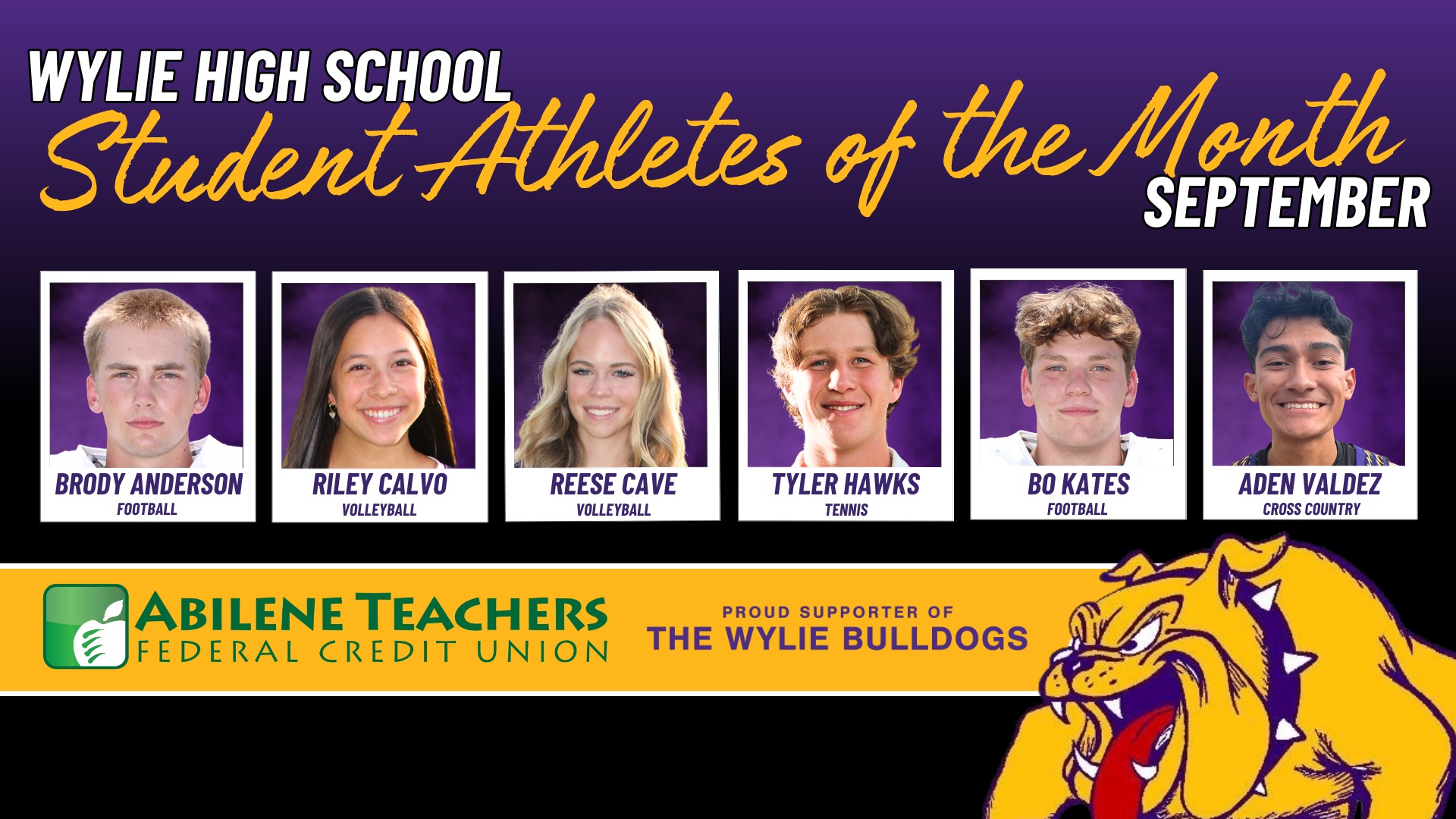 Wylie Celebrates the September 2026 Student Athletes of the Month