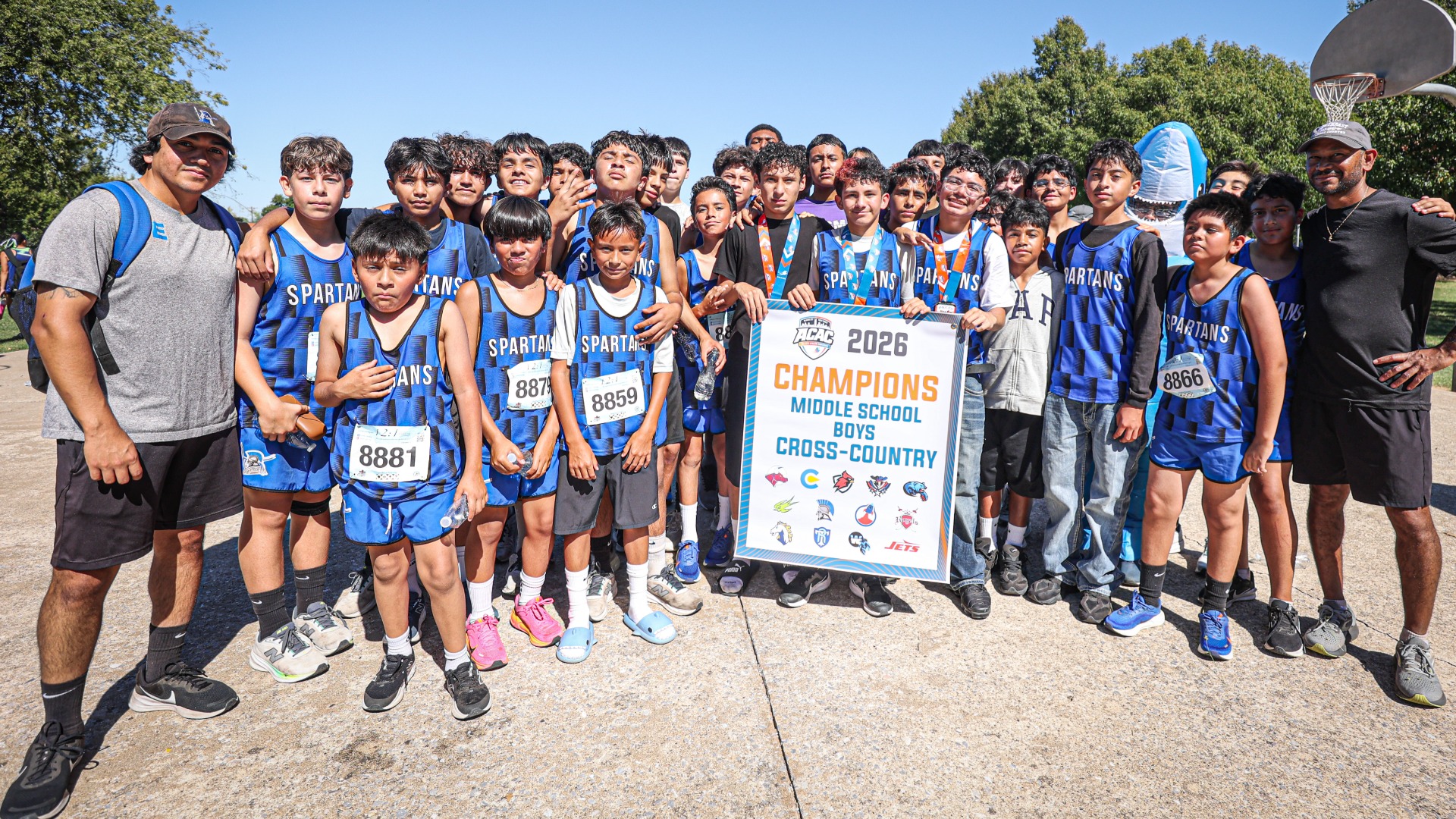 Slide 0 - Spartans Claim 2026 ACAC Middle School Boys Cross-Country Championship Banner
