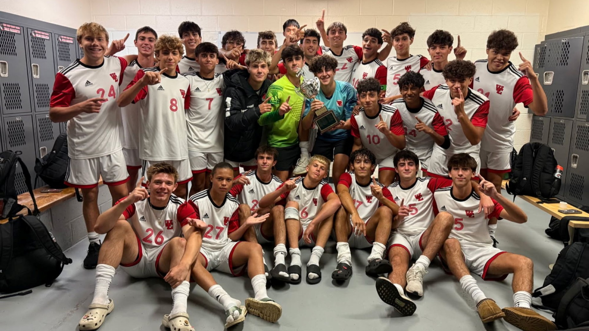 Slide 5 - Boys Soccer brings home the "BIG GAME TROPHY" with a 2-1 win over Livingston!