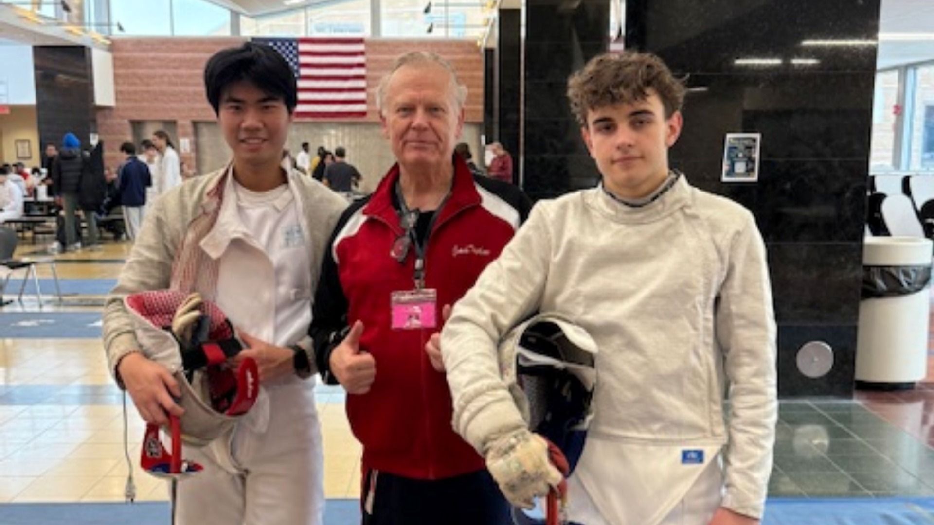 Slide 0 - Max Trzepla and Kai-An (Kash) Tsain compete in the Individual State Fencing Tournament!