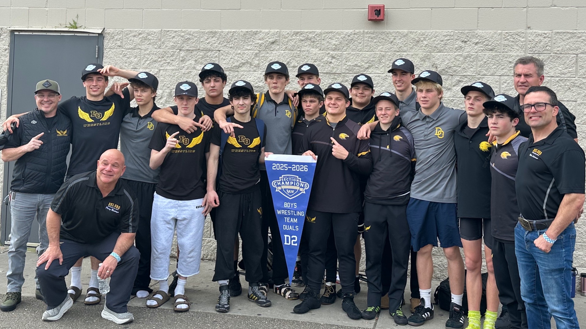 Slide 0 - 2026 Sac Joaquin Section D2 Team Duals Champions!