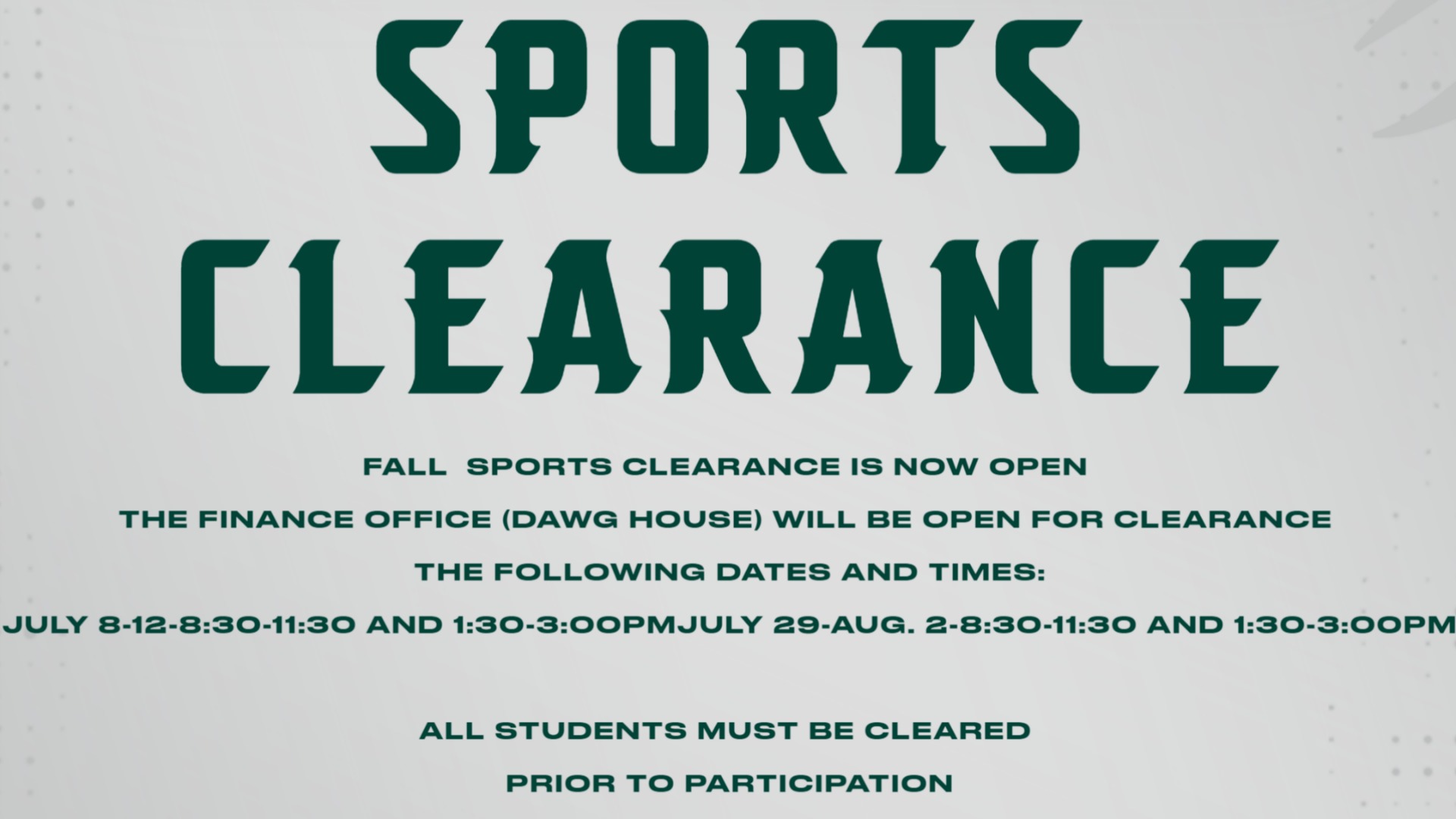 Slide 1 - On Campus Clearance Hours