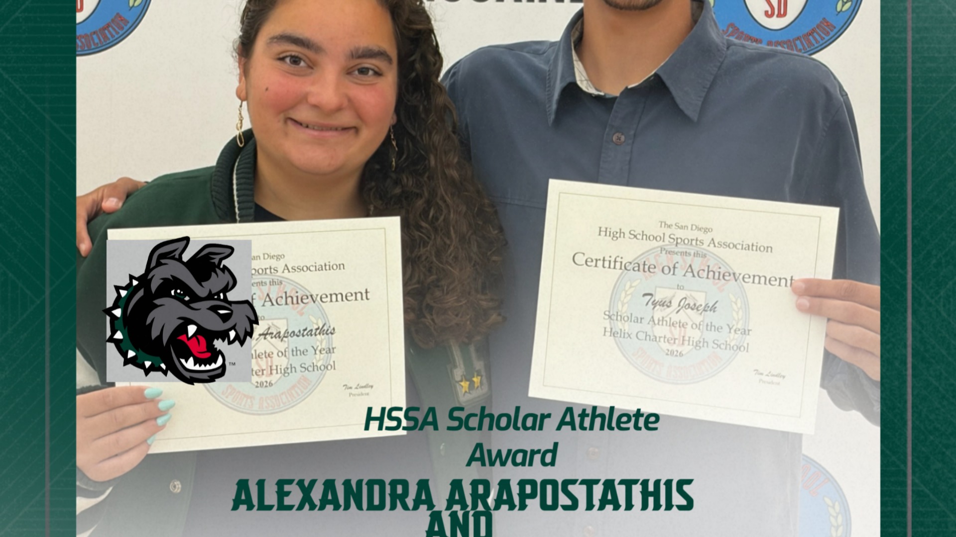Slide 0 - A. Arapostahis and T. Joseph Honored as Scholar Athletes by HSSA