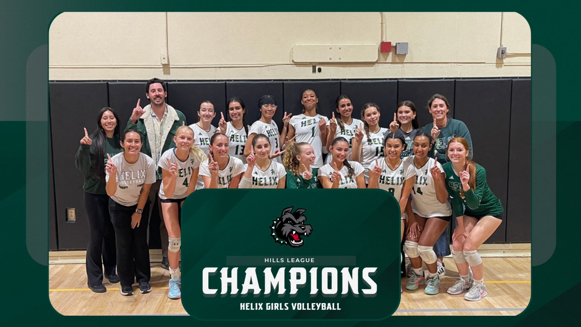 The girls volleyball team went undefeated in Grossmont Hills League play and won the league championship!  