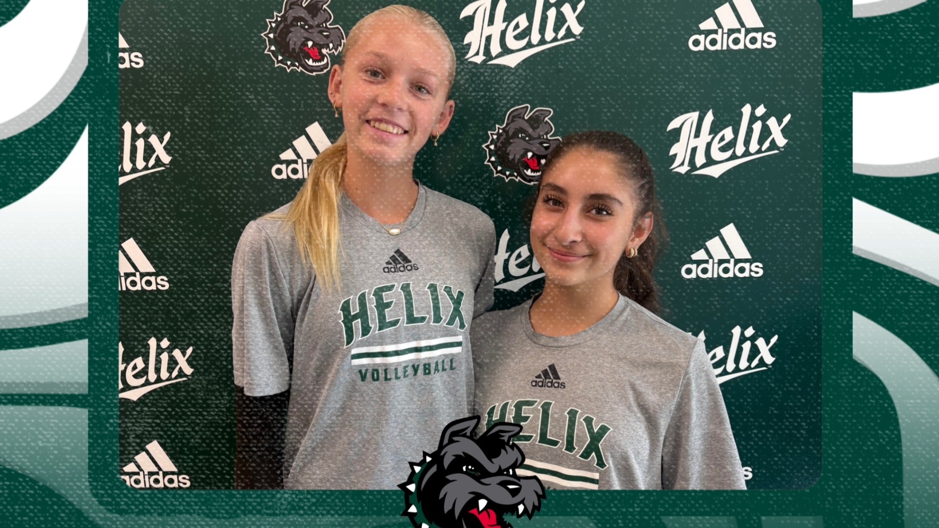 Slide 0 - Athlete's Of The Week:  Freshman Jolene Swiggers and Bella Green have come in on Varsity and dominated! 