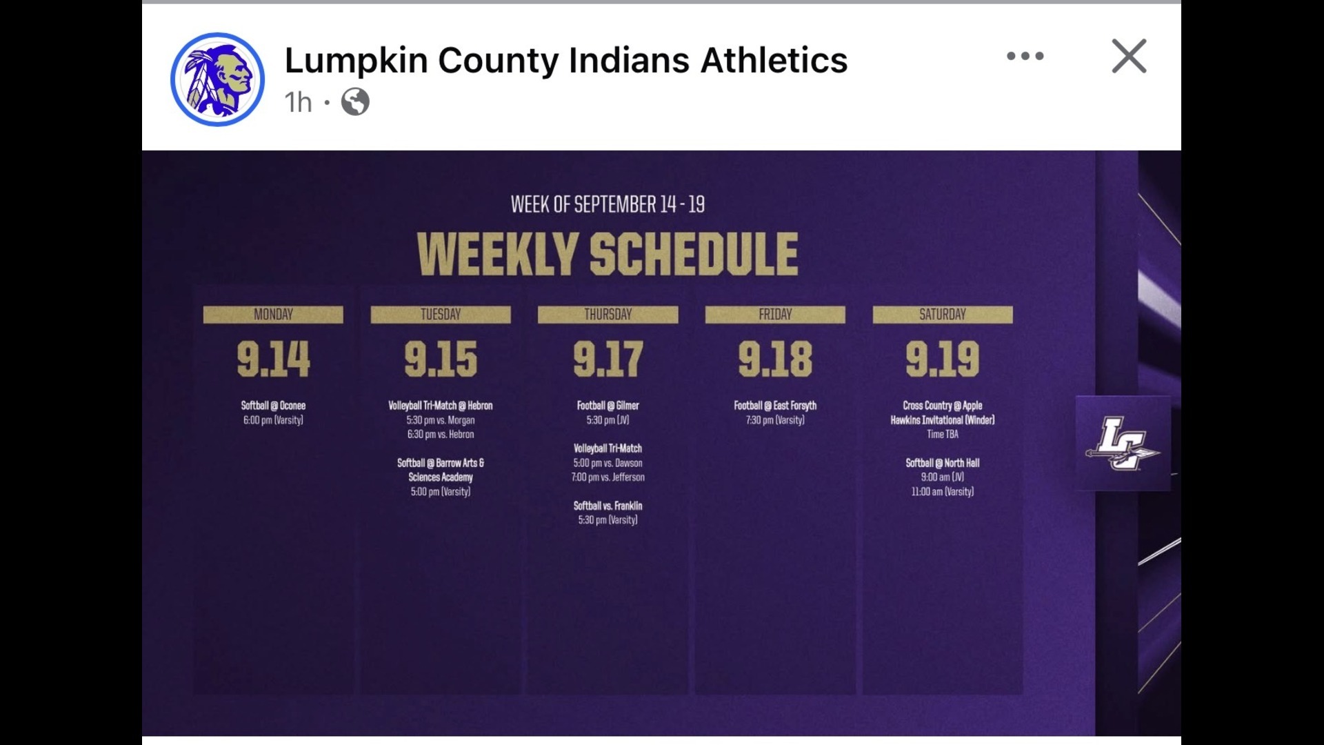 Slide 2 - Athletics for the Week of 9-14 through 9-19