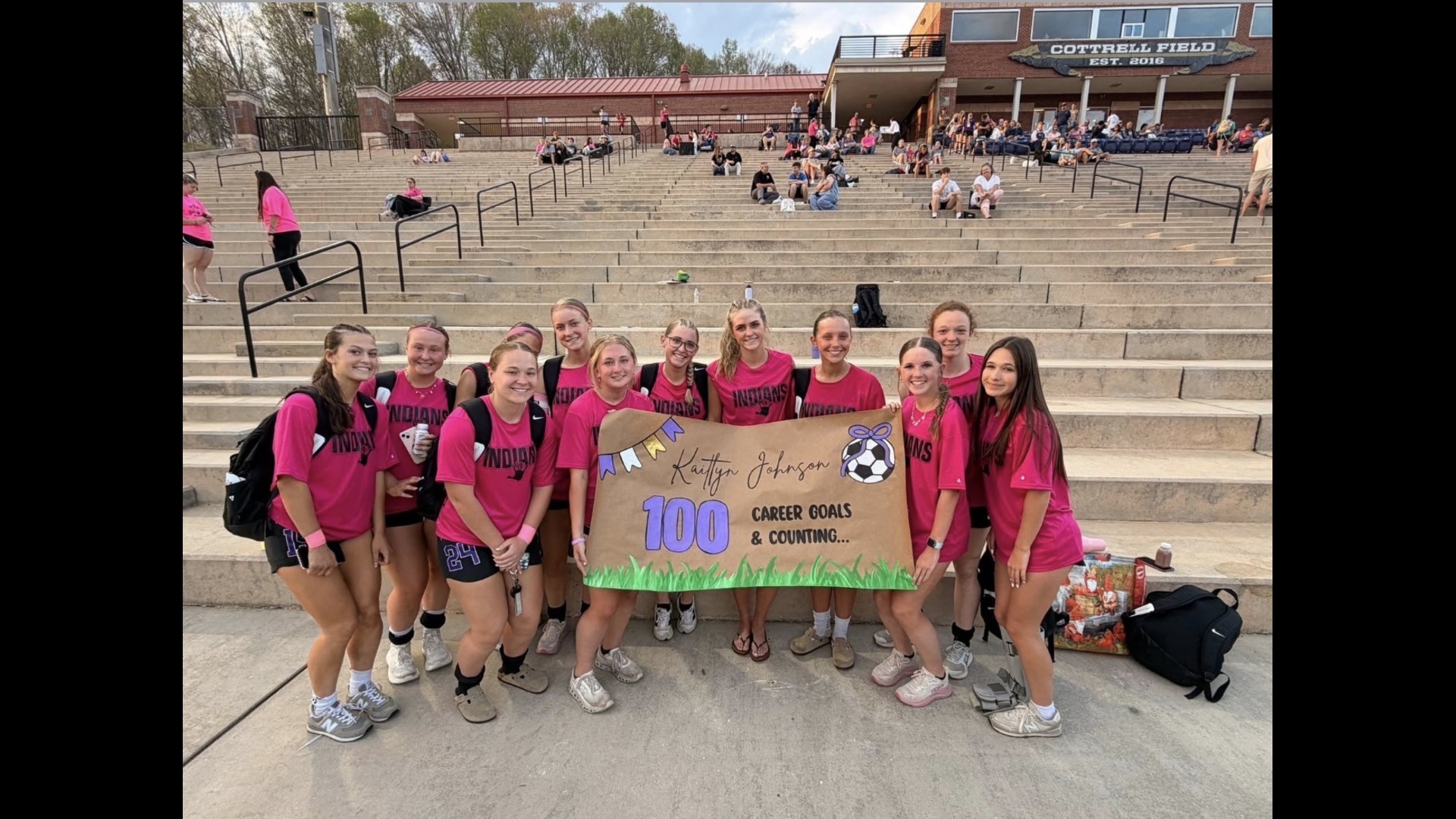 Slide 2 - Kaitlyn Johnson Scores Her 100th Goal vs. Commerce,   4-2-26.  One for the Record Books!