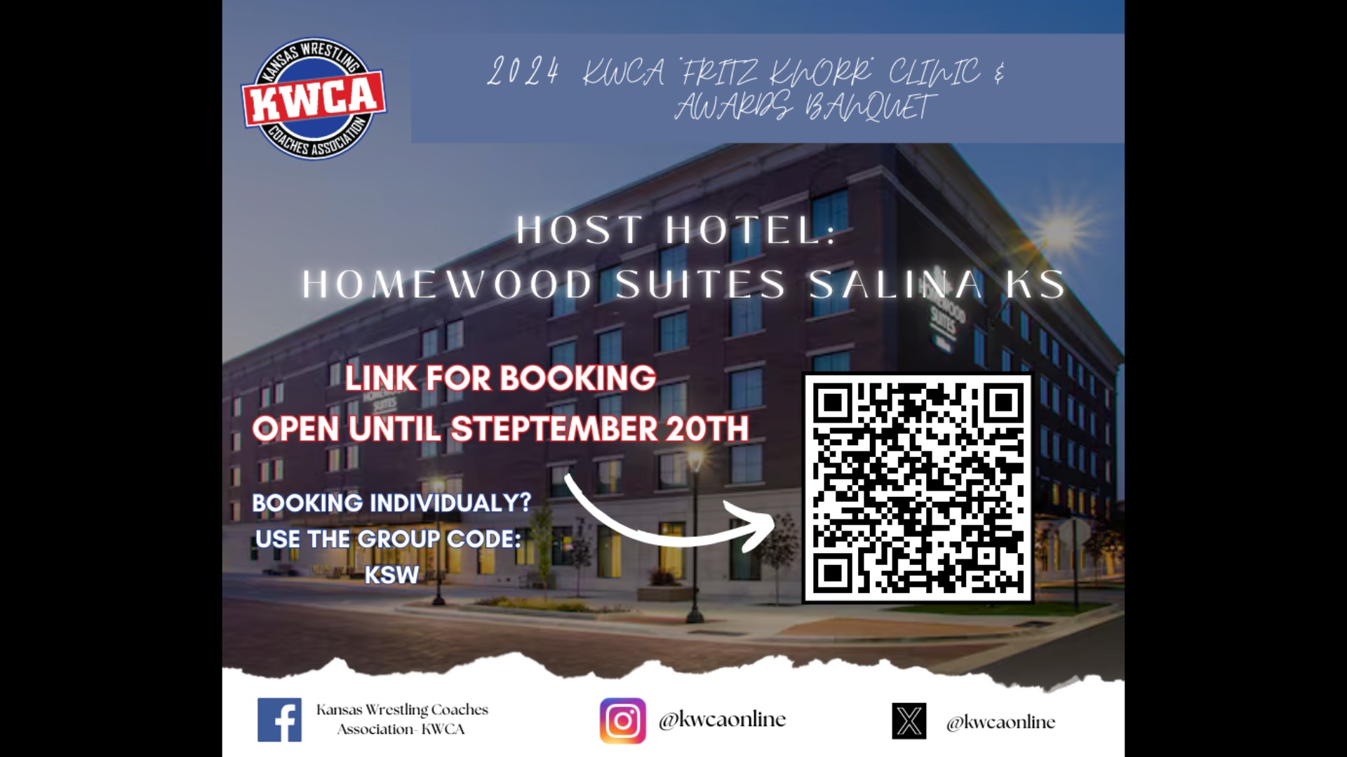 Slide 1 - BOOK YOUR STAY FOR THE 2024 KWCA CLINIC & AWARDS BANQUET