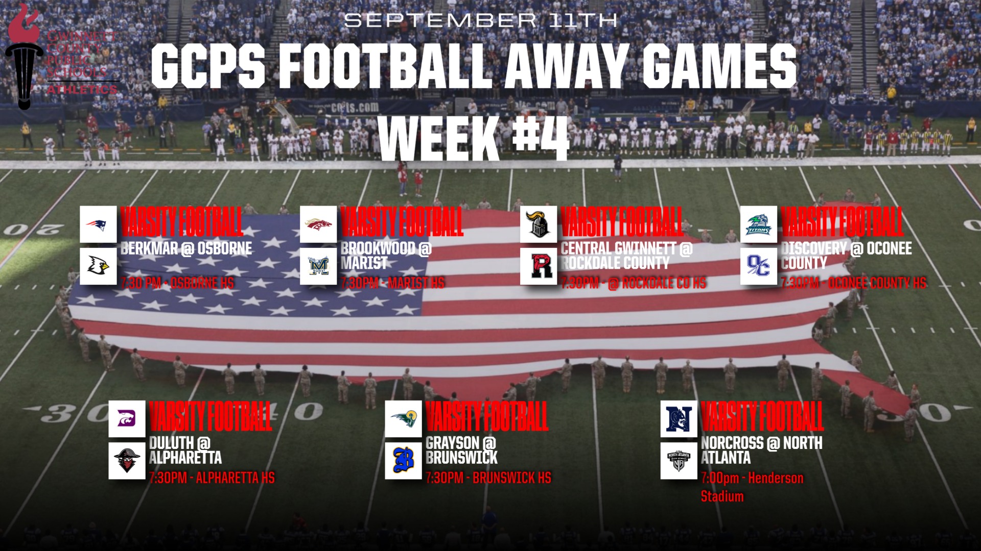 Varsity Football Games Out of District 9/11/2026